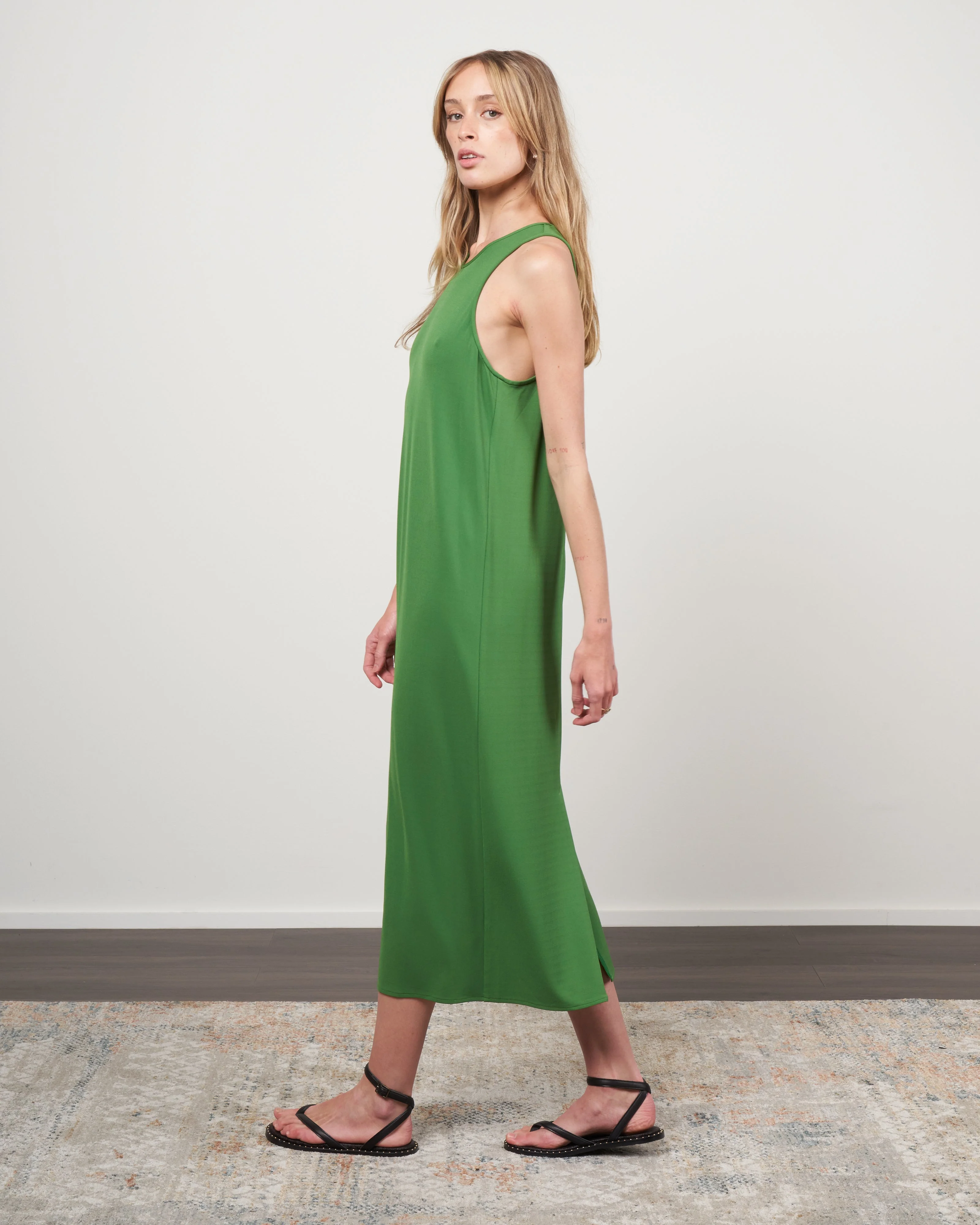 serpentine jersey tank dress - leaf green - Image 2