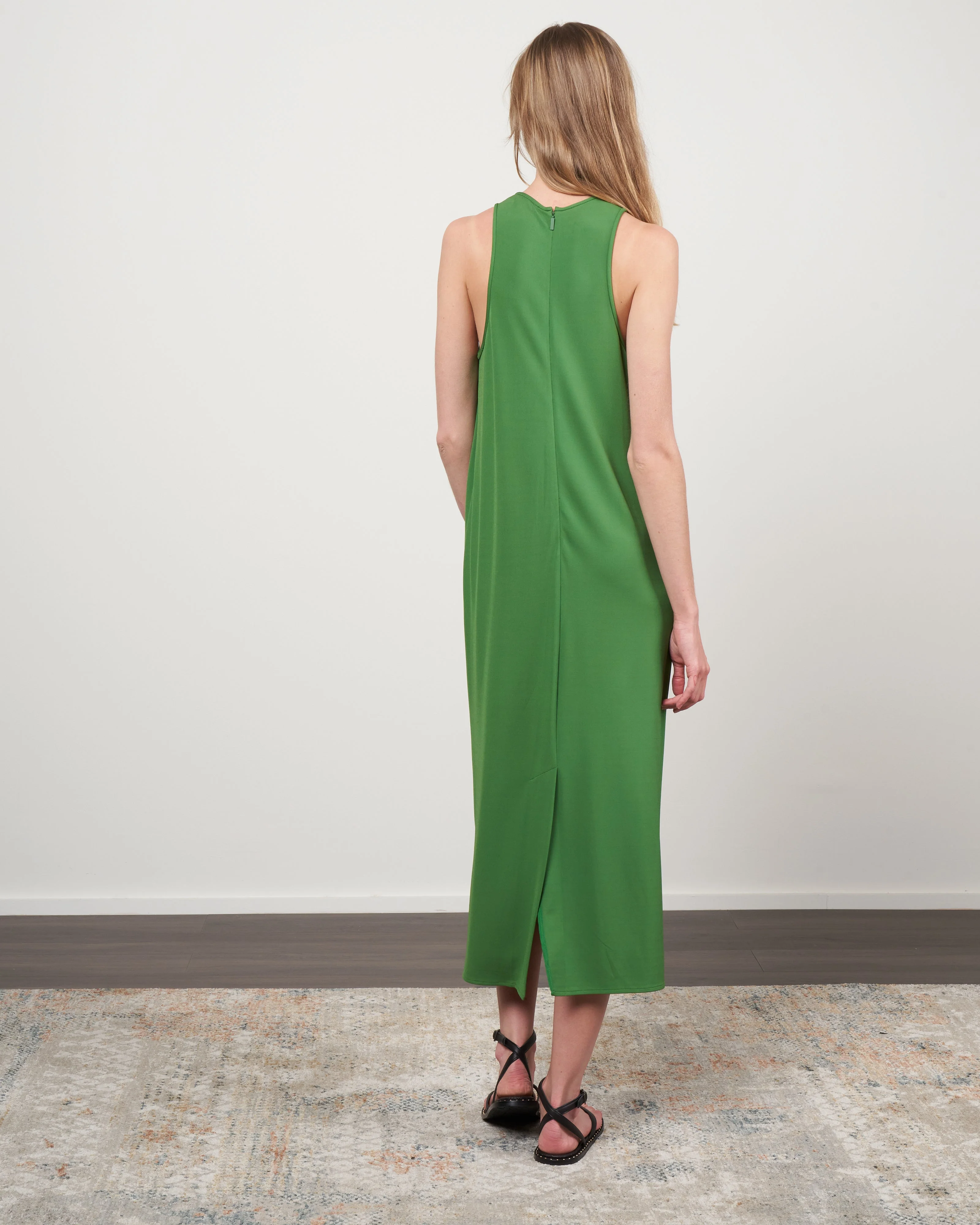 serpentine jersey tank dress - leaf green - Image 3