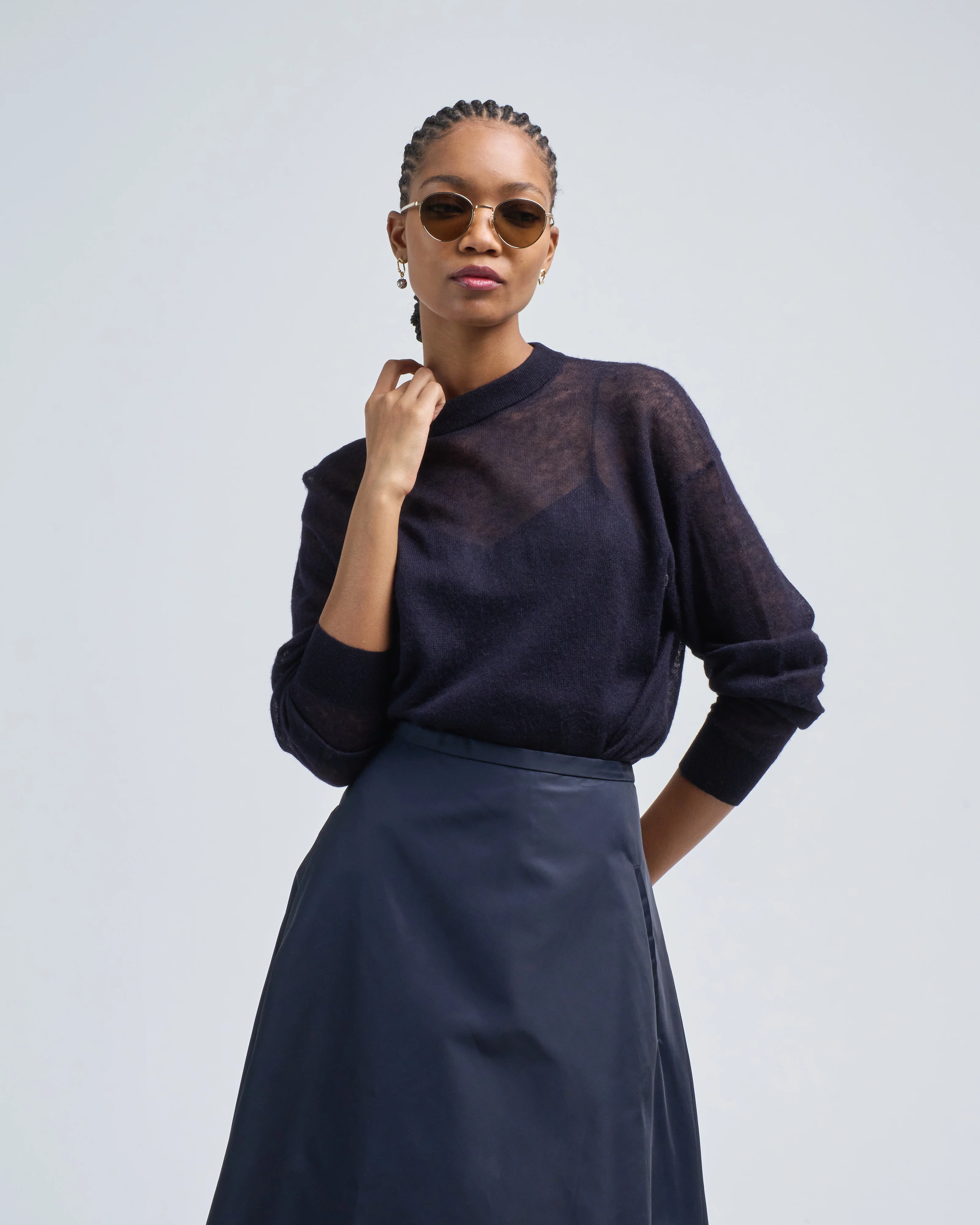 sheer sweater crewneck easy pullover - Image 3