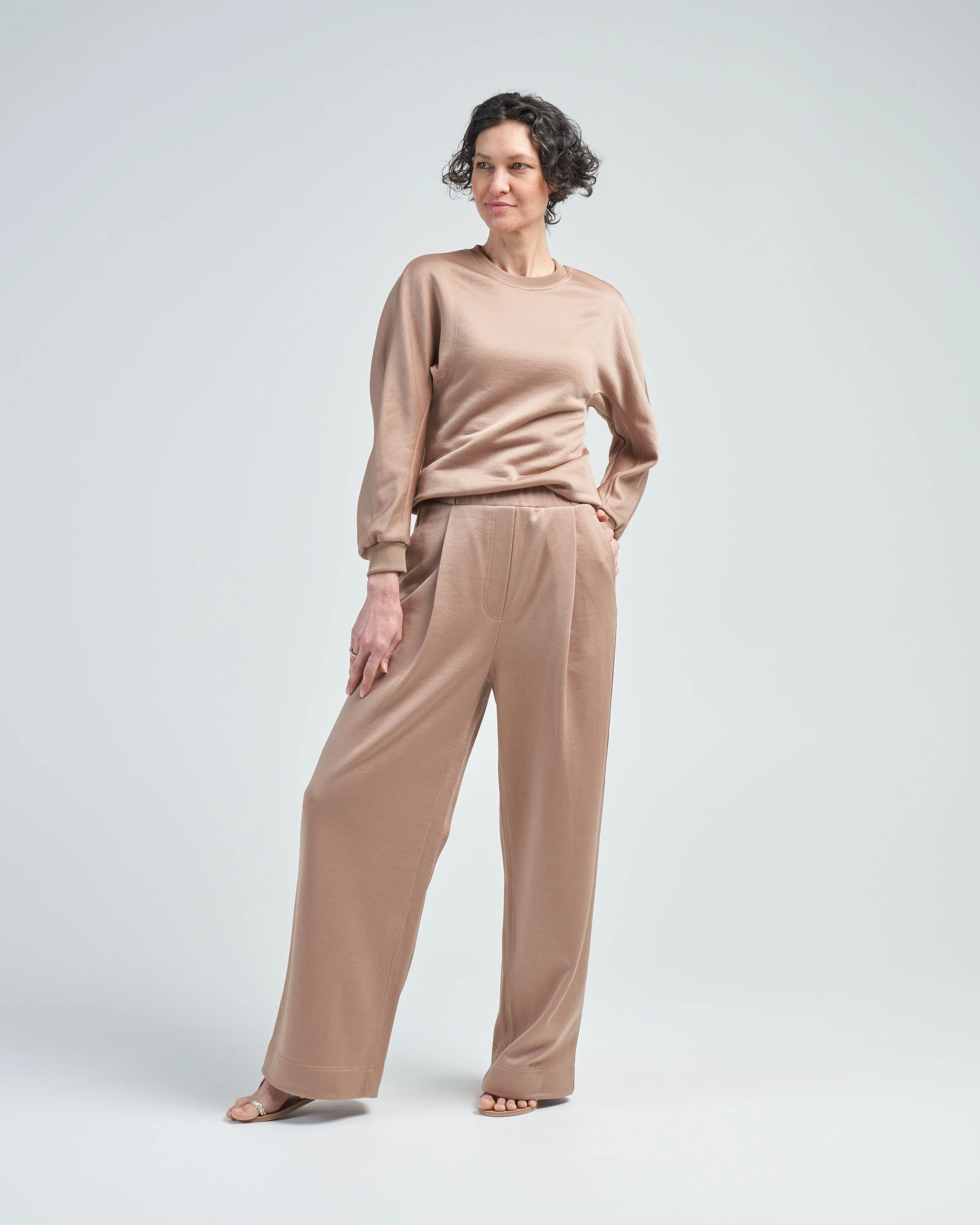 silk terry sculpted sleeve slim sweatshirt - Image 2