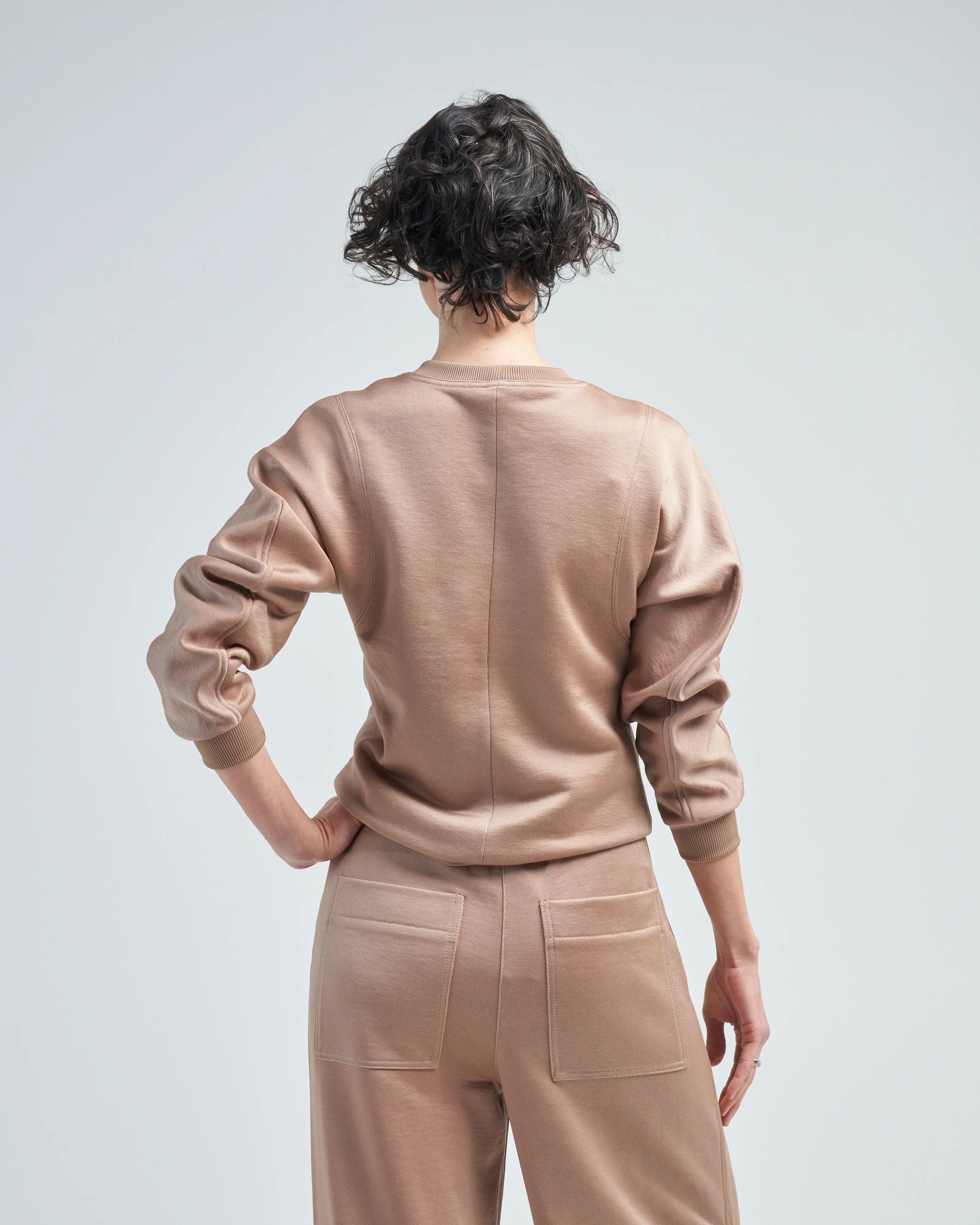 silk terry sculpted sleeve slim sweatshirt - Image 4