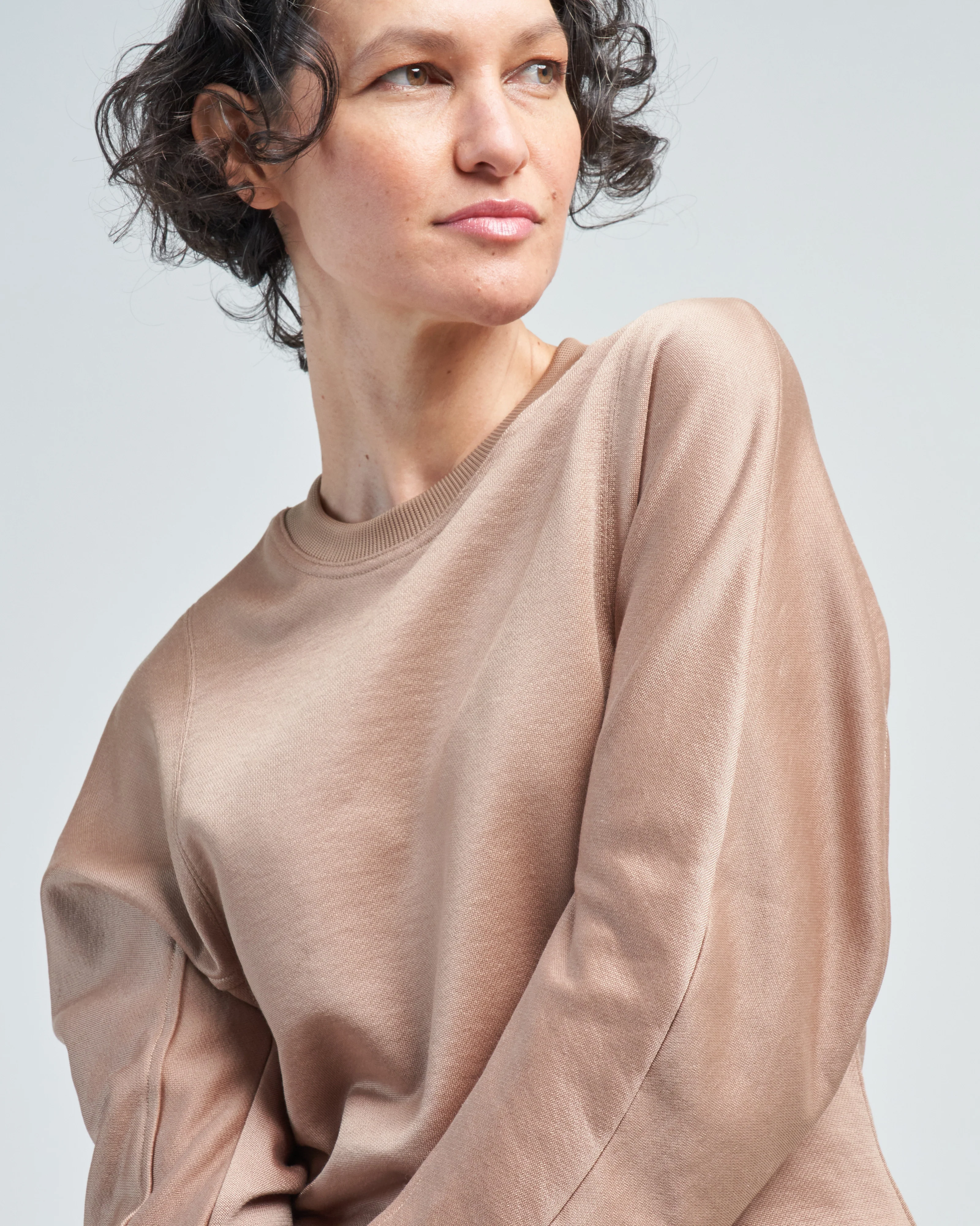 silk terry sculpted sleeve slim sweatshirt - Image 5
