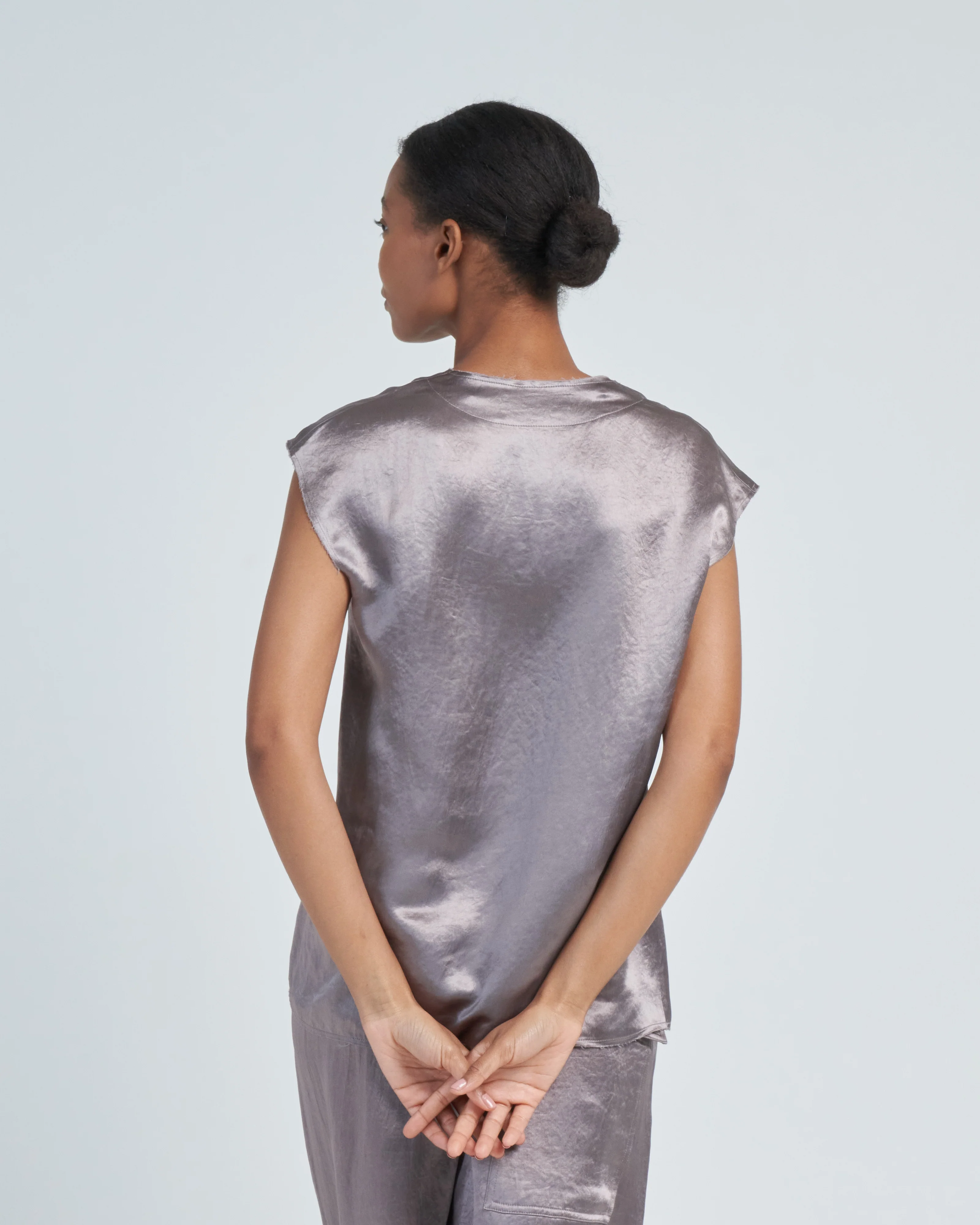 sion satin v neck scarf top - Image 5