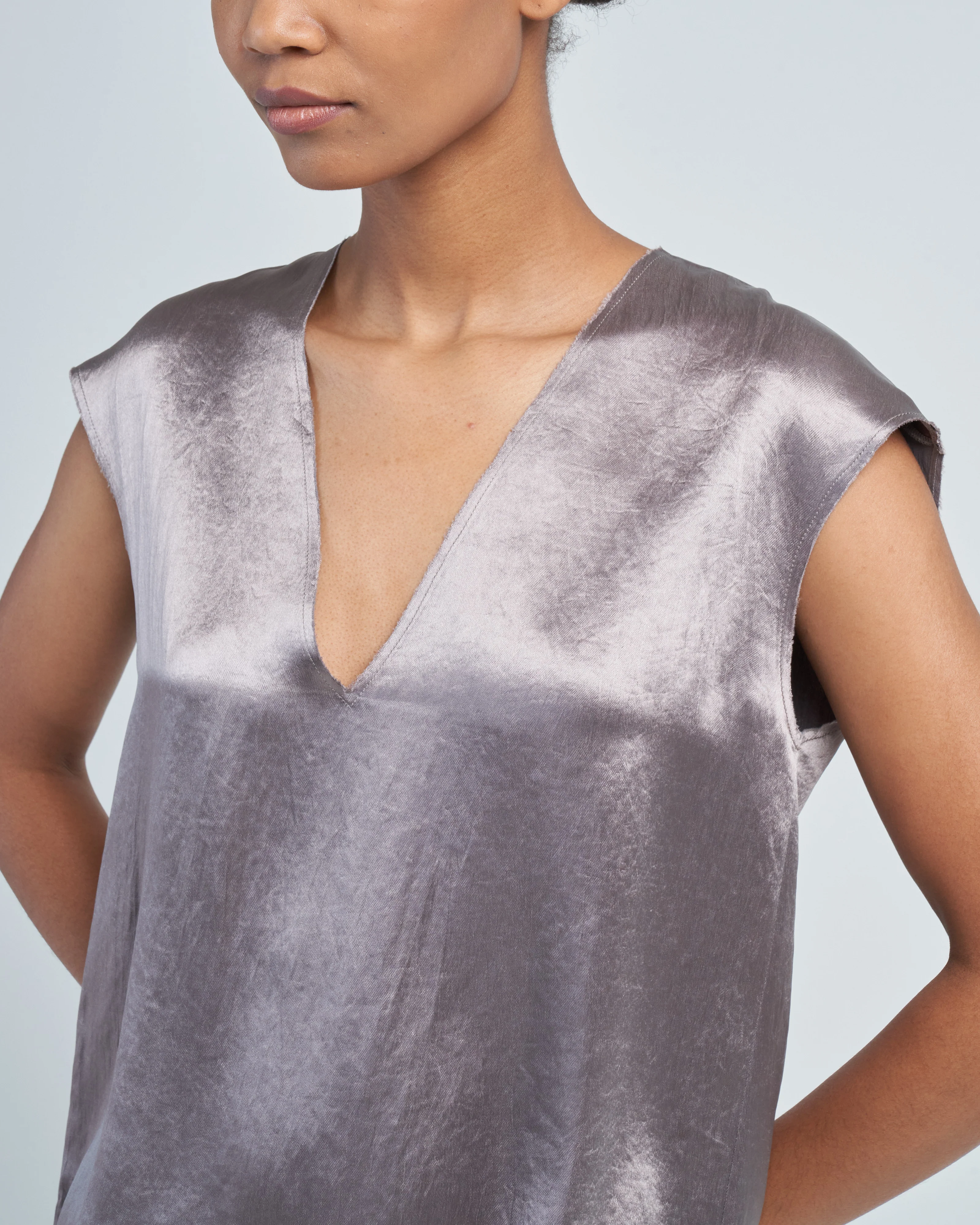 sion satin v neck scarf top - Image 6