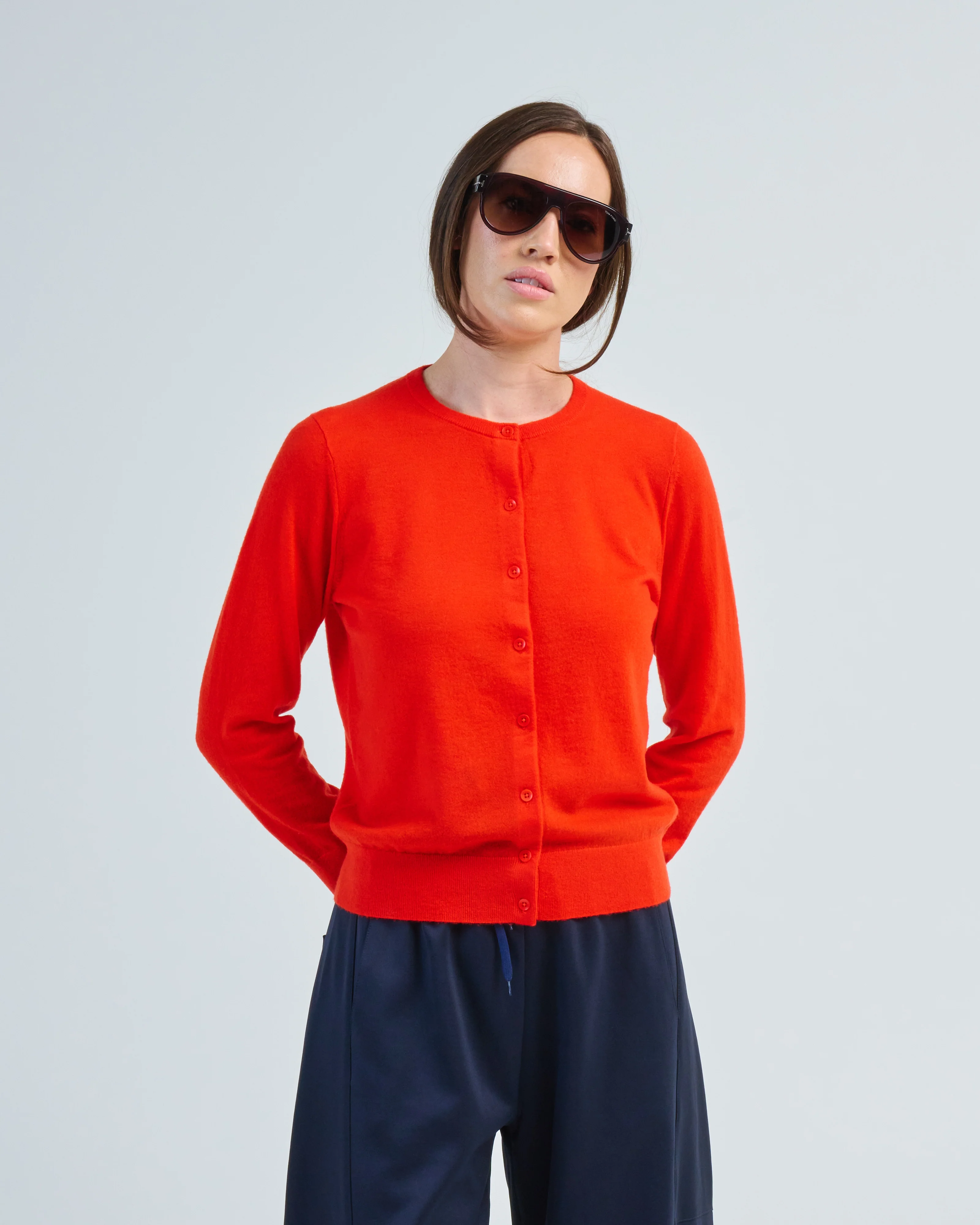 skinlike mercerized wool shrunken cardigan - Image 4