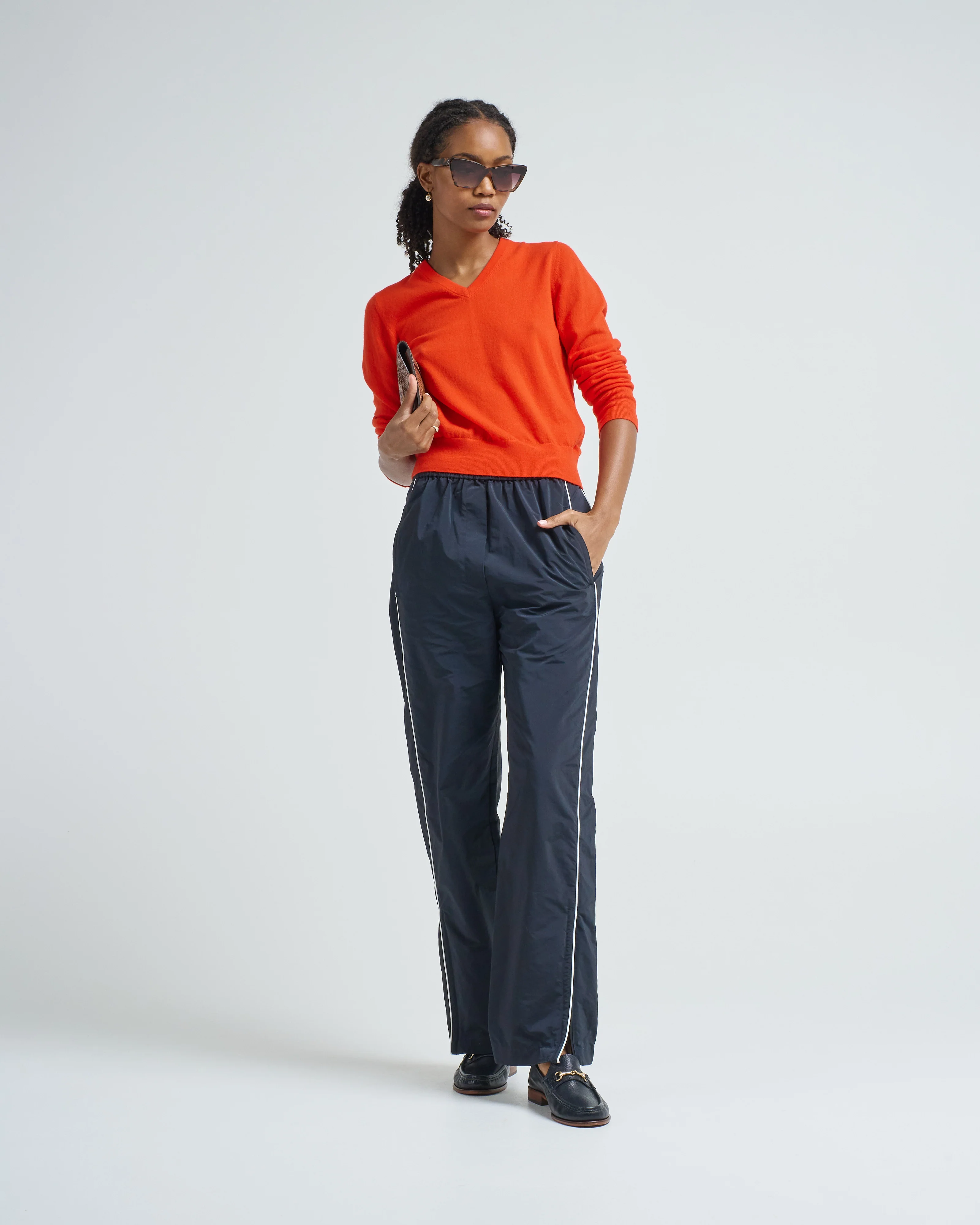 skinlike mercerized wool shrunken vneck sweater - Image 2