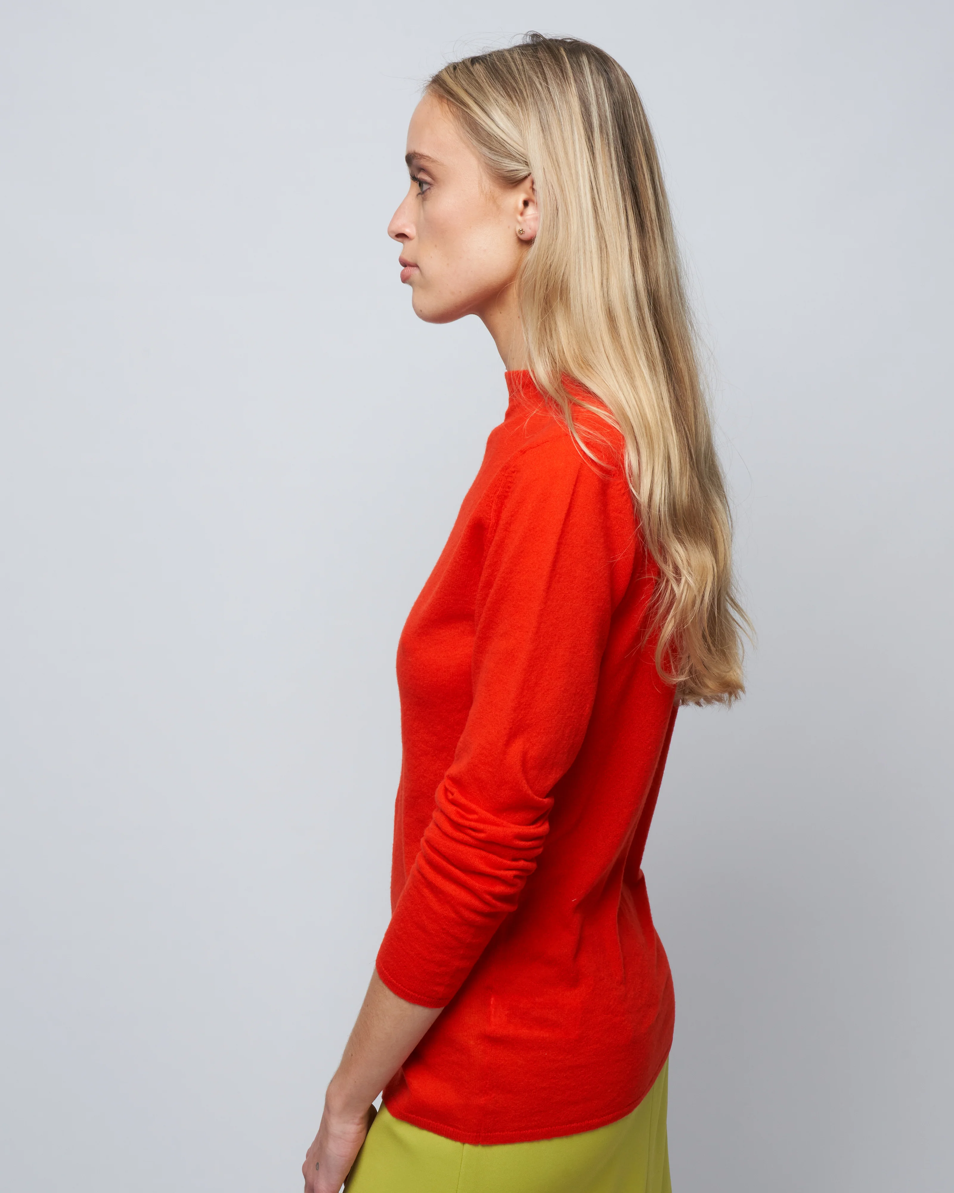 skinlike mercerized wool soft sheer pullover - red - Image 3