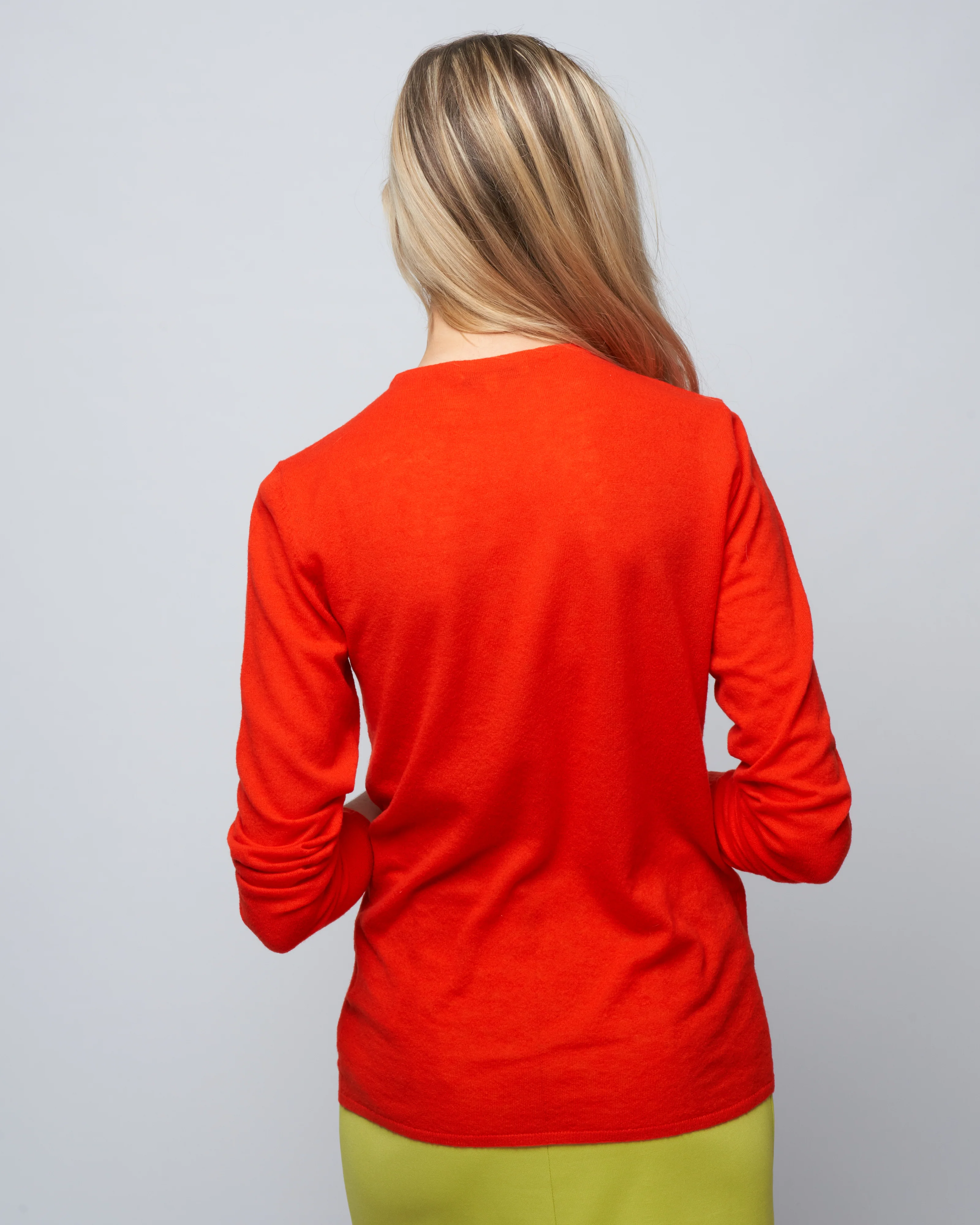 skinlike mercerized wool soft sheer pullover - red - Image 4