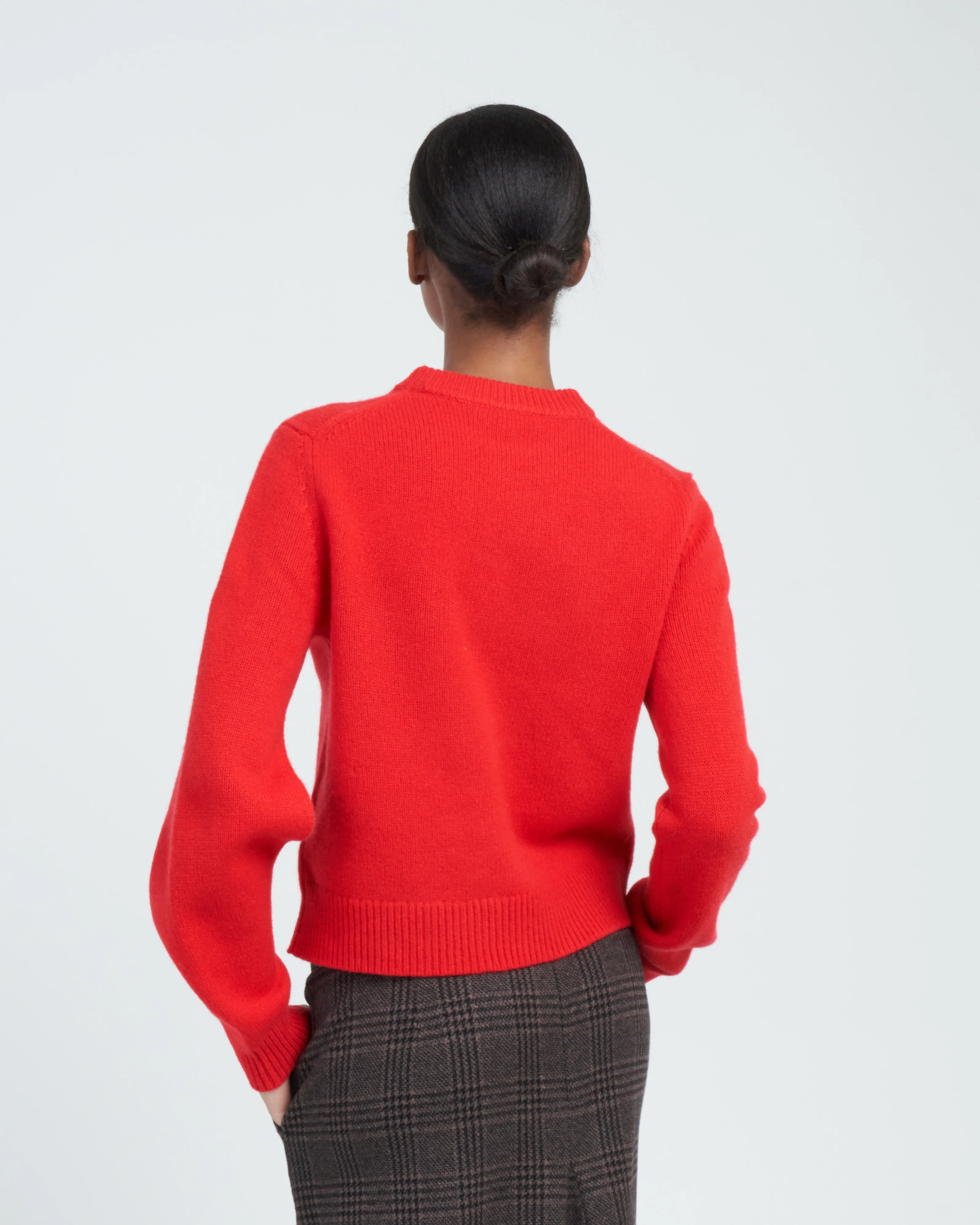 soft lambswool shrunken crewneck pullover - red - Image 4