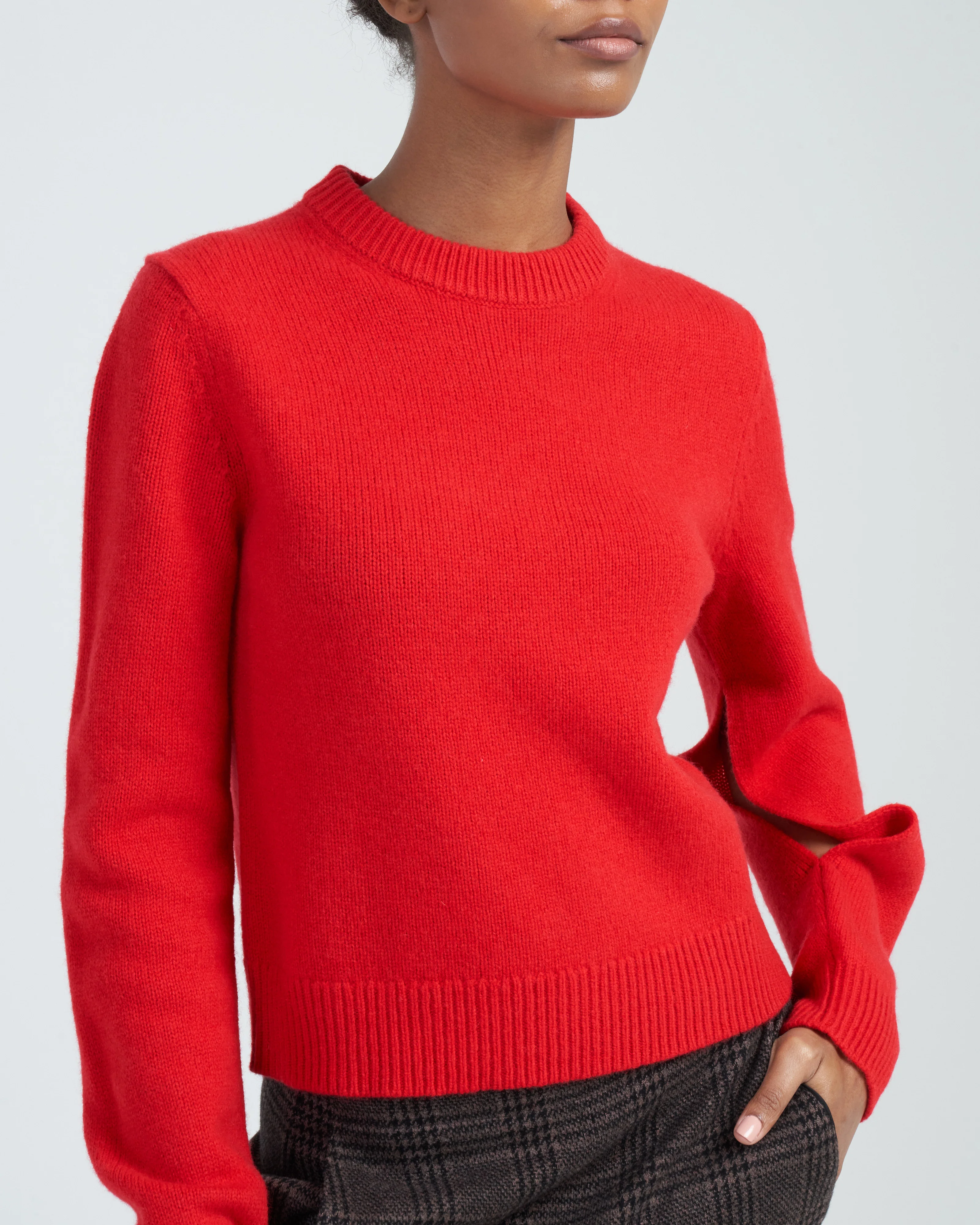soft lambswool shrunken crewneck pullover - red - Image 5