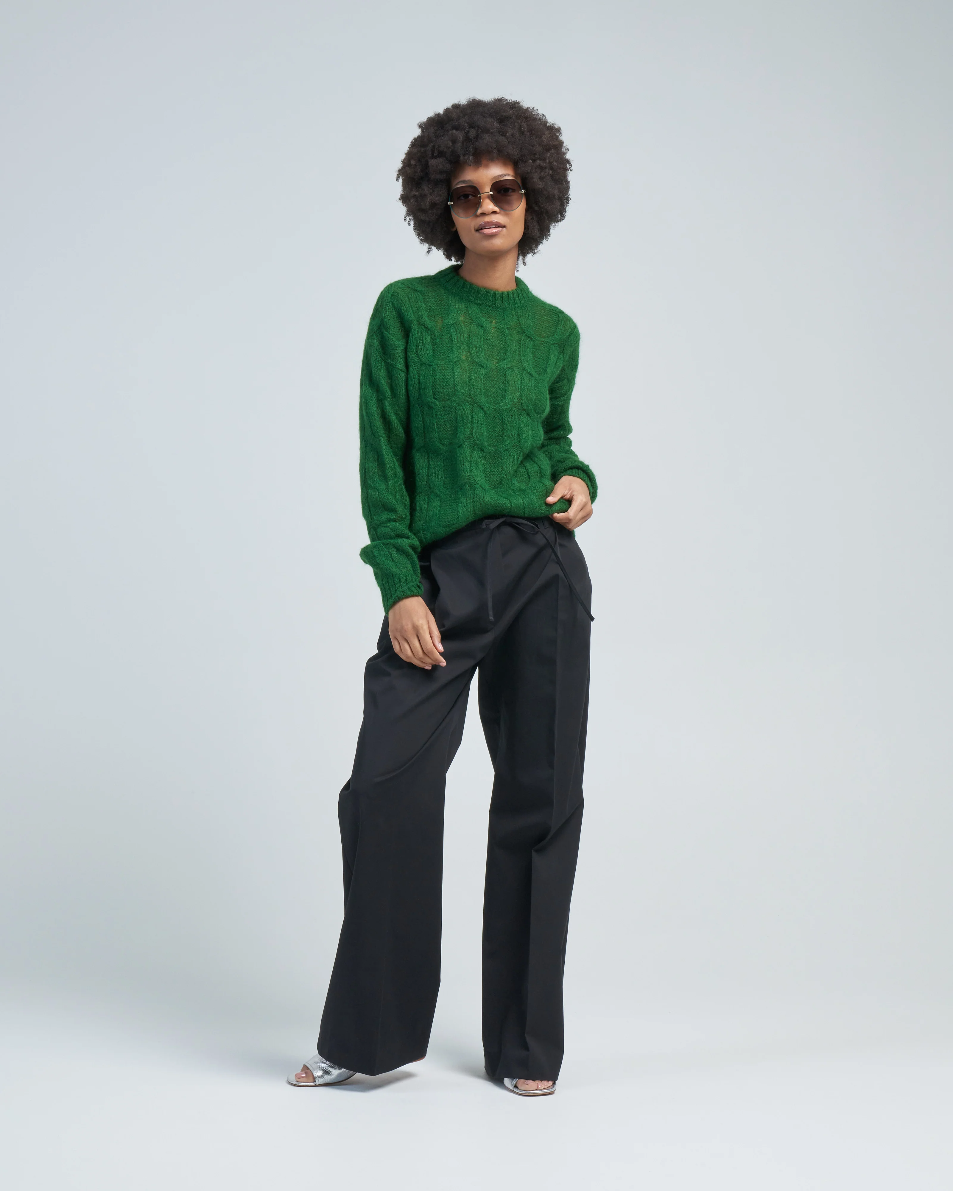 soft mohair cable crewneck easy pullover - Image 2