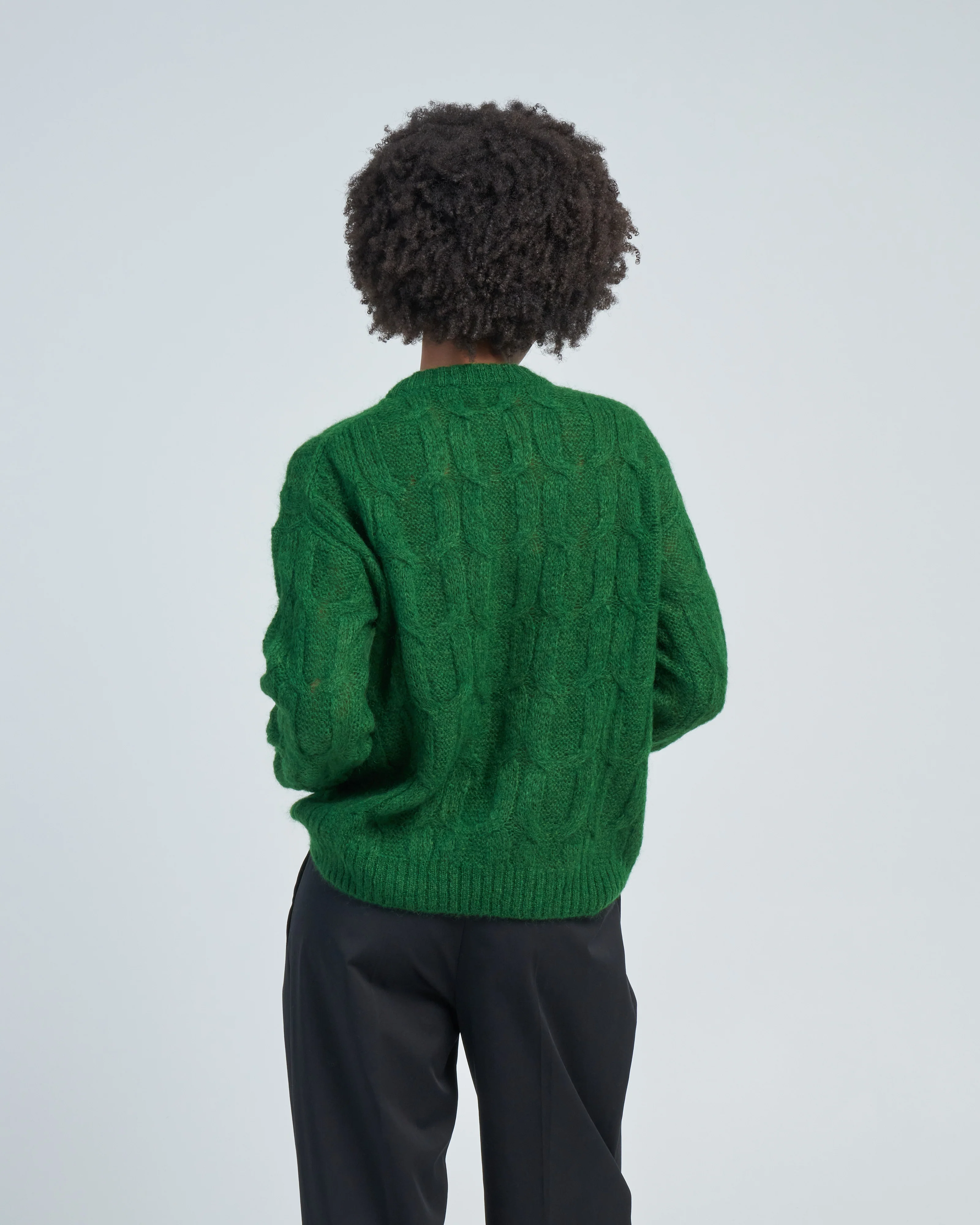 soft mohair cable crewneck easy pullover - Image 4