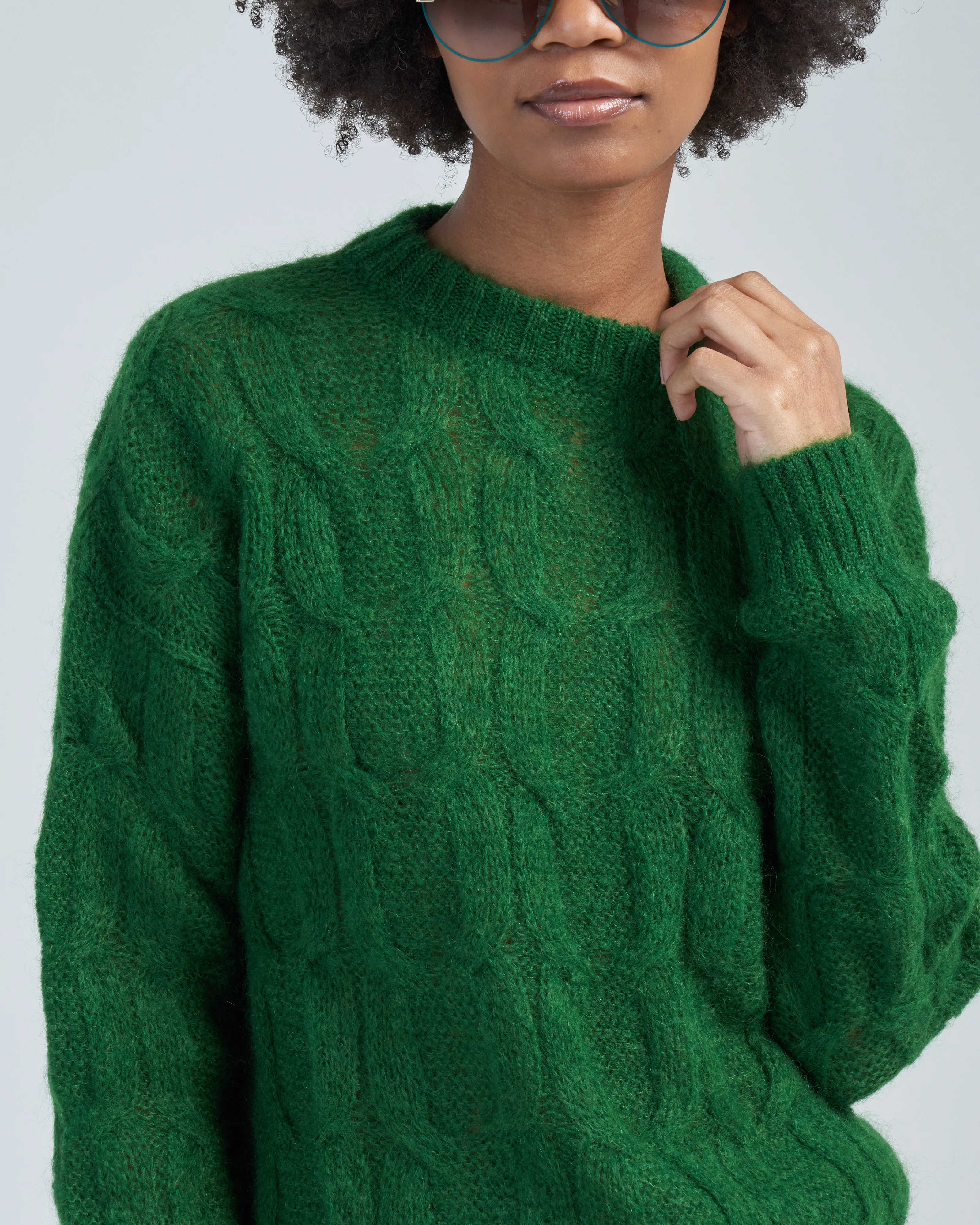 soft mohair cable crewneck easy pullover - Image 5