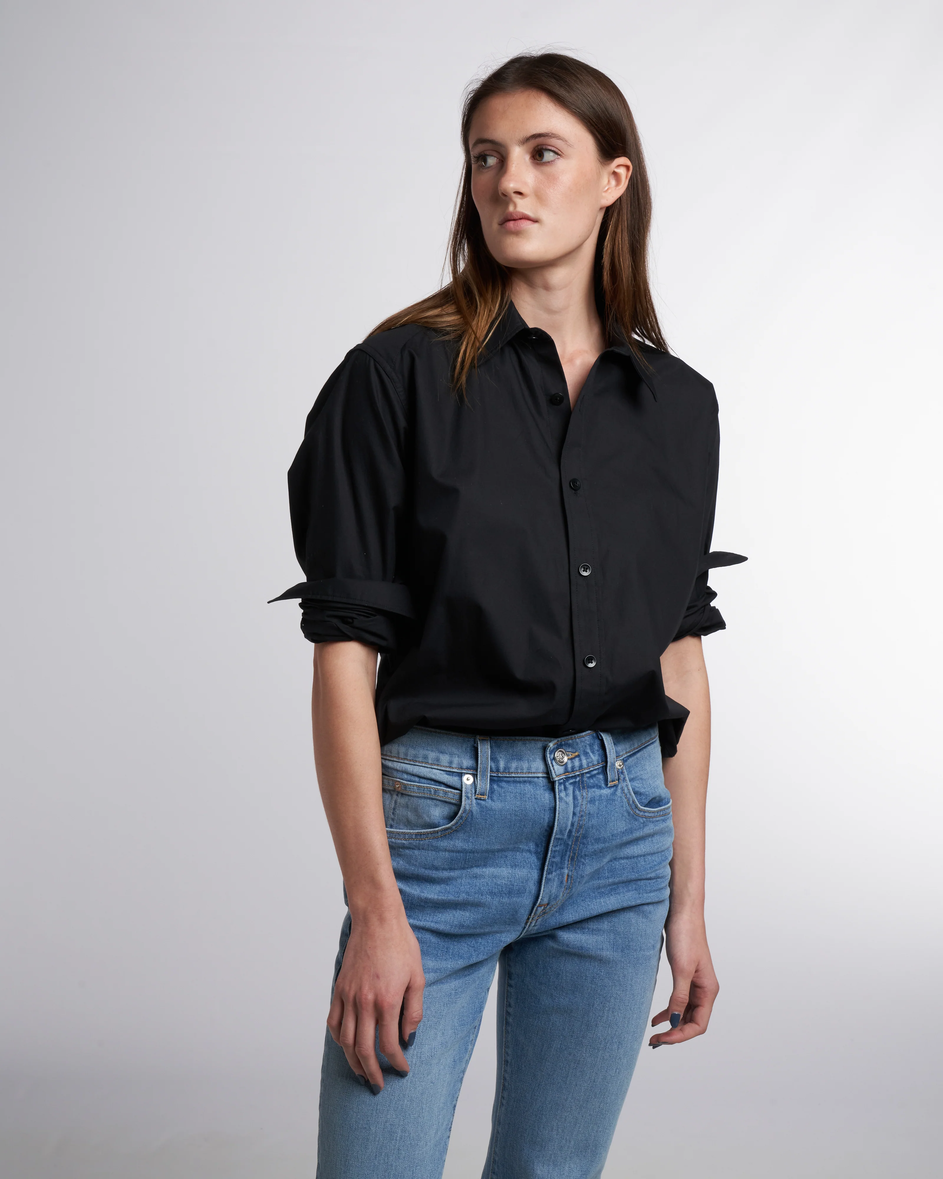 spring shirting mens slim shirt - black