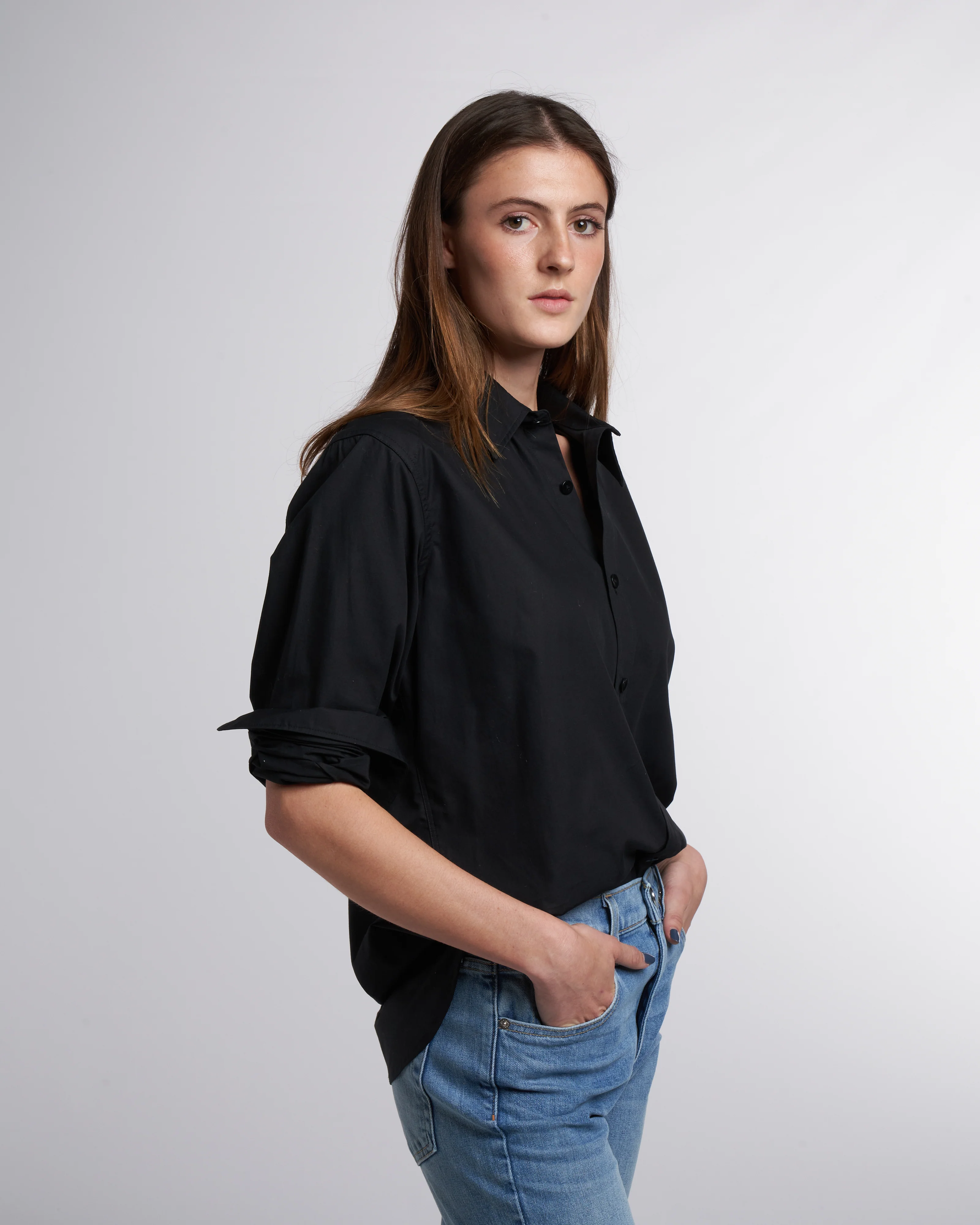 spring shirting mens slim shirt - black - Image 3