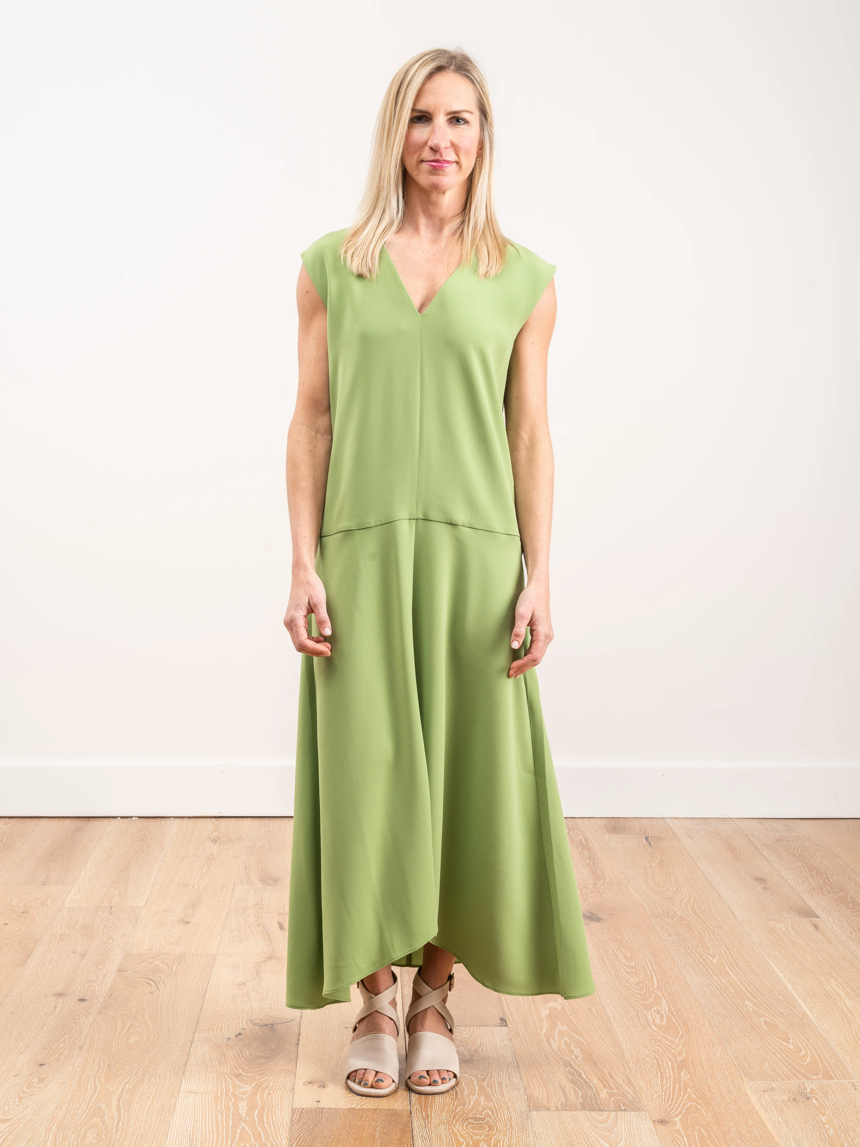 spring triacetate v-neck dress - Image 2