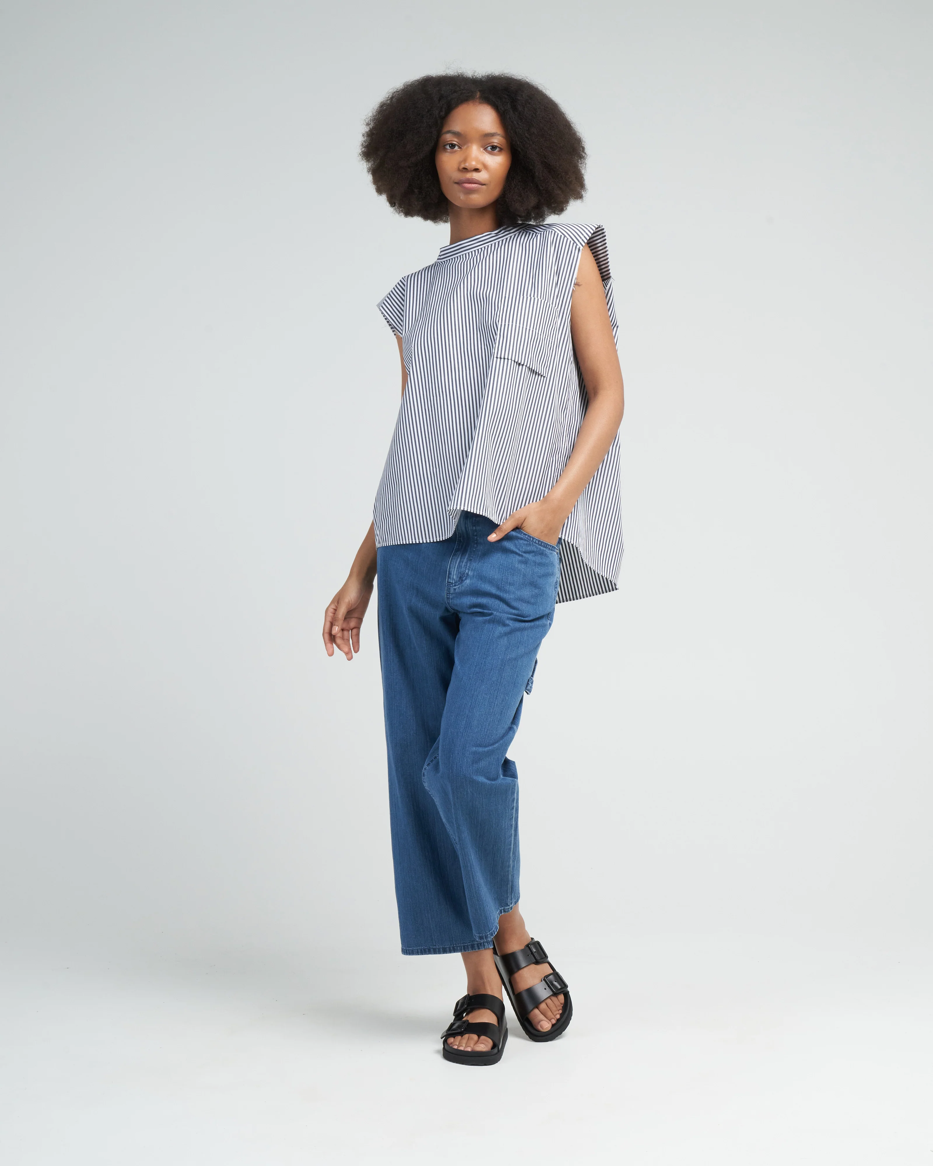 stone wash denim cropped sam jean - medium stone wash - Image 2