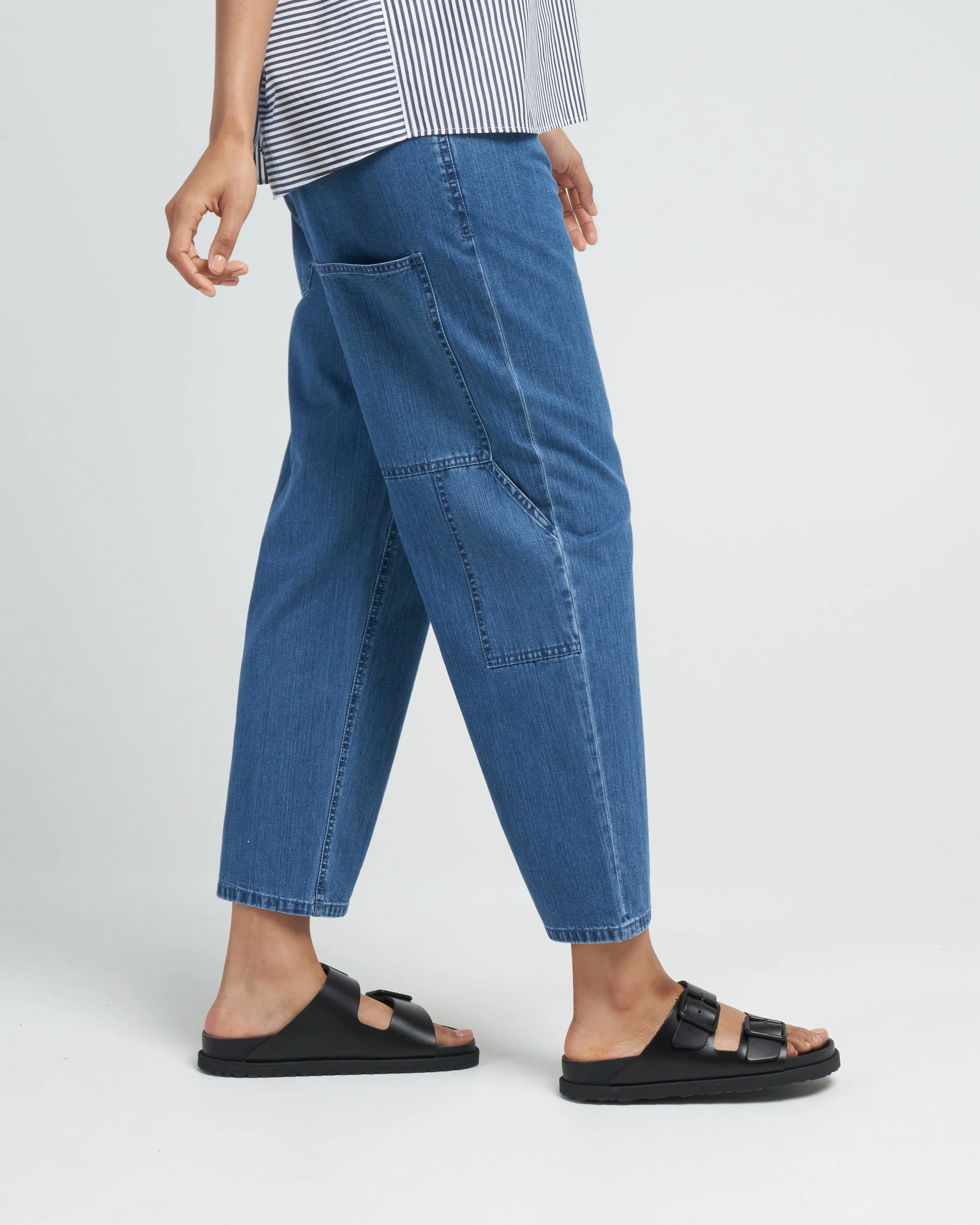 stone wash denim cropped sam jean - medium stone wash - Image 3