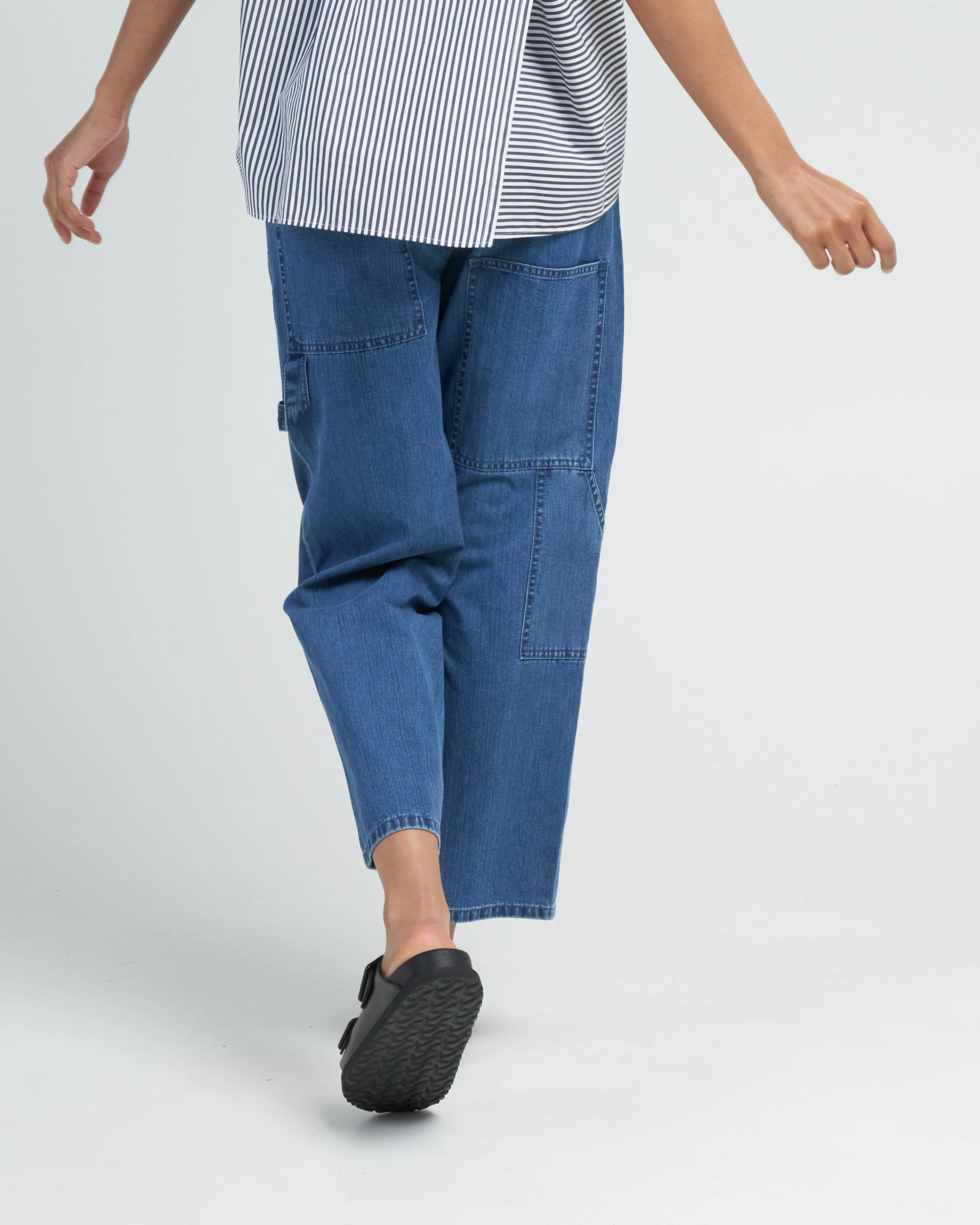 stone wash denim cropped sam jean - medium stone wash - Image 4