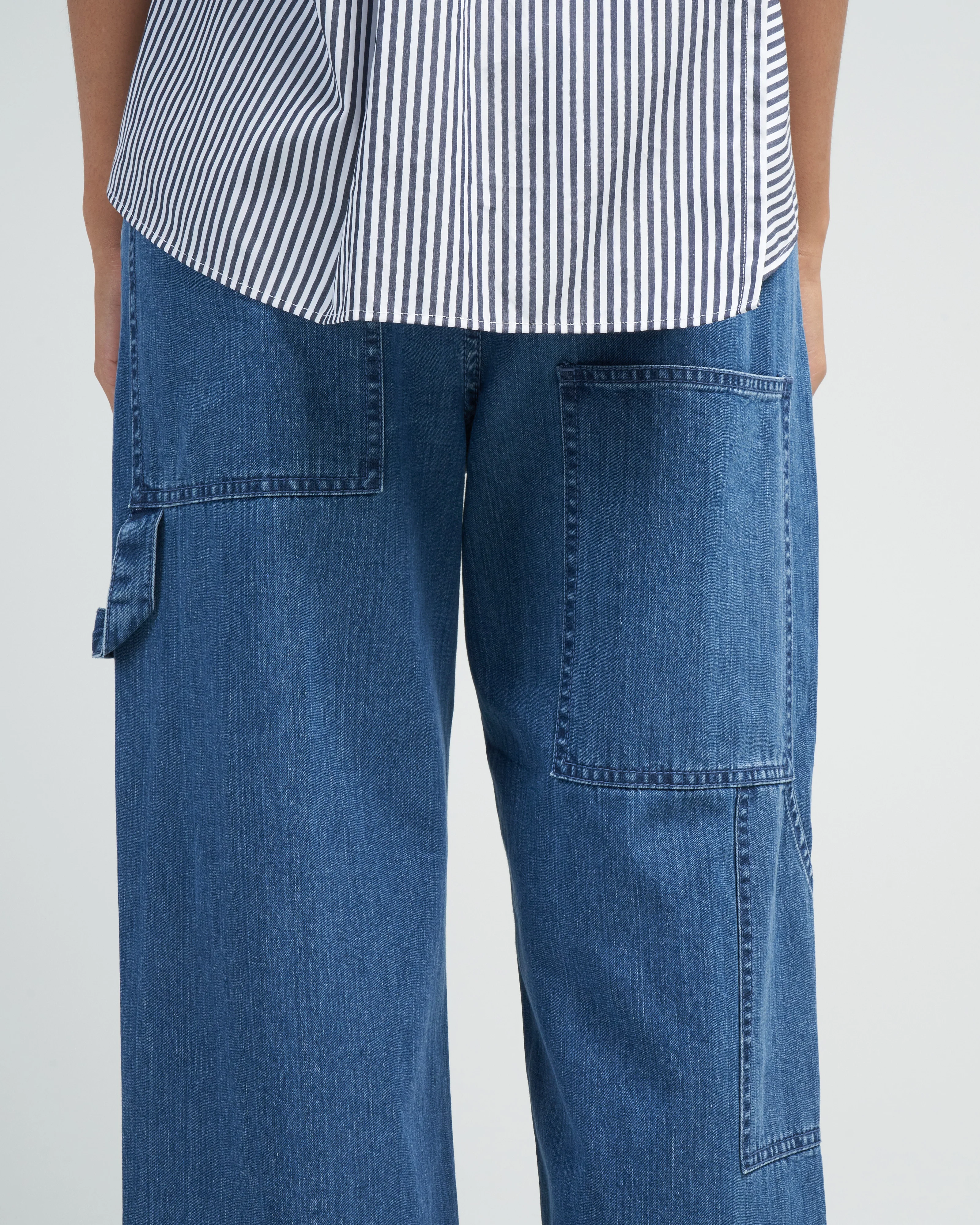 stone wash denim cropped sam jean - medium stone wash - Image 5