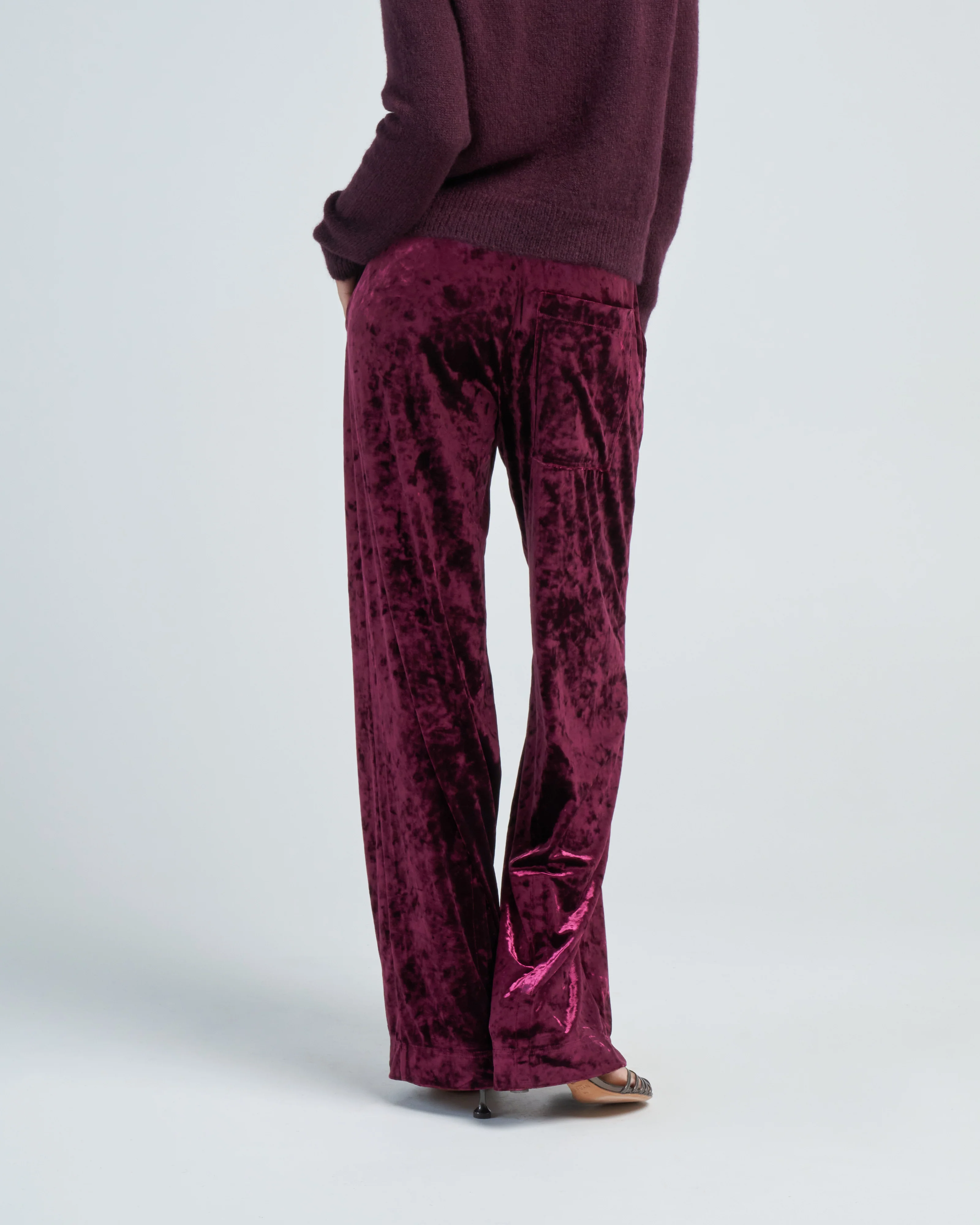 stretch velvet wide leg pullon pant - Image 4