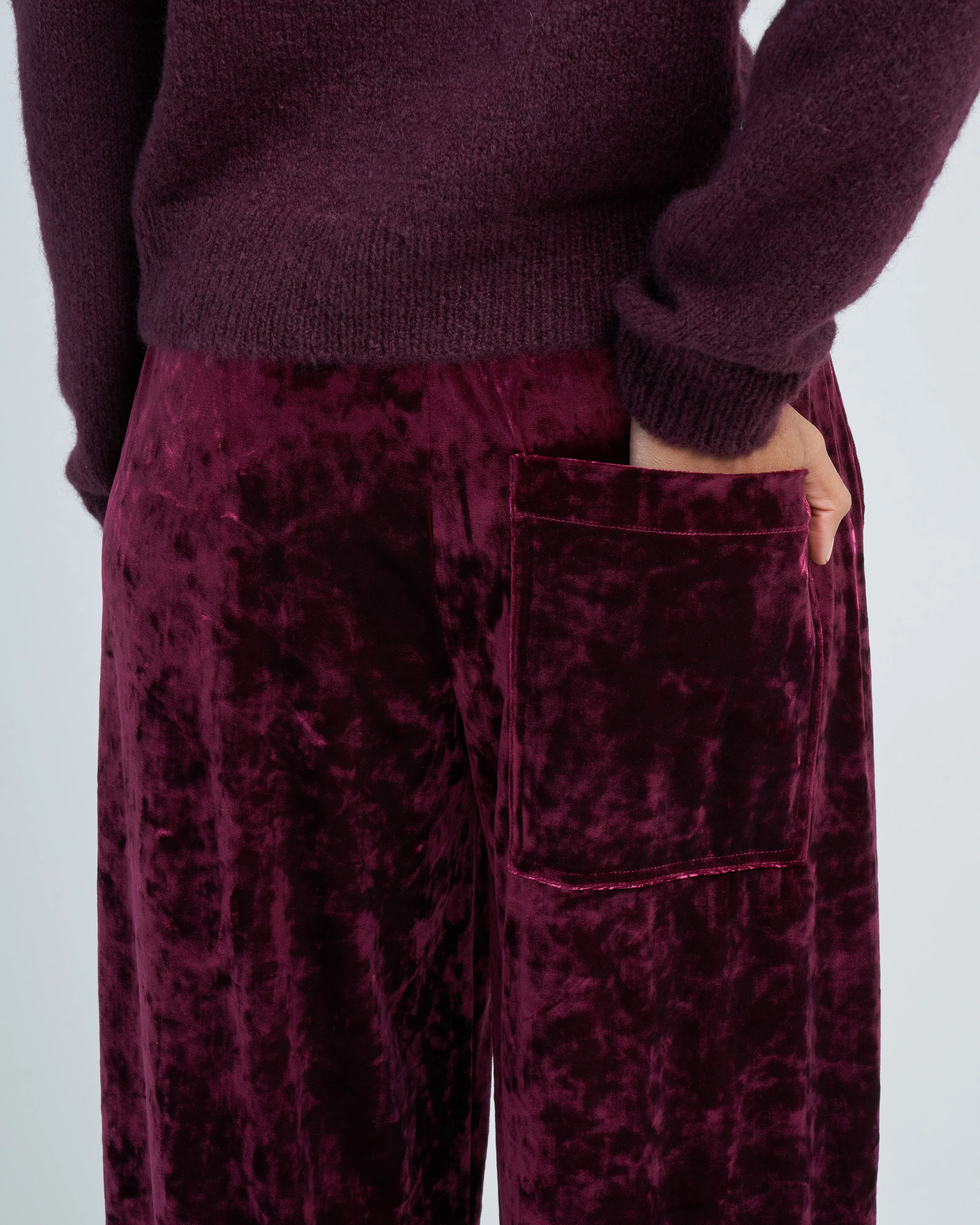stretch velvet wide leg pullon pant - Image 5