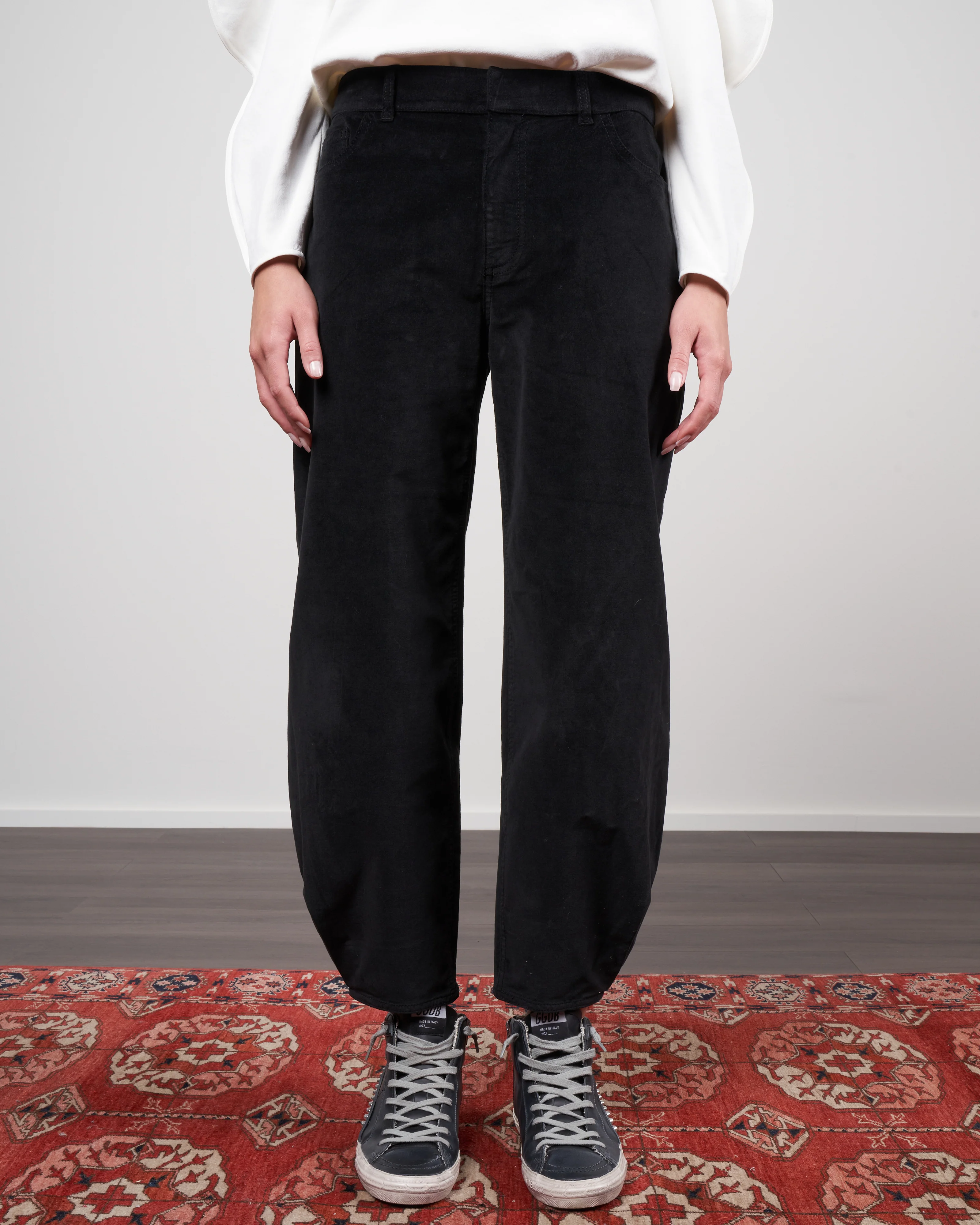 stretch velveteen brancusi pant - black