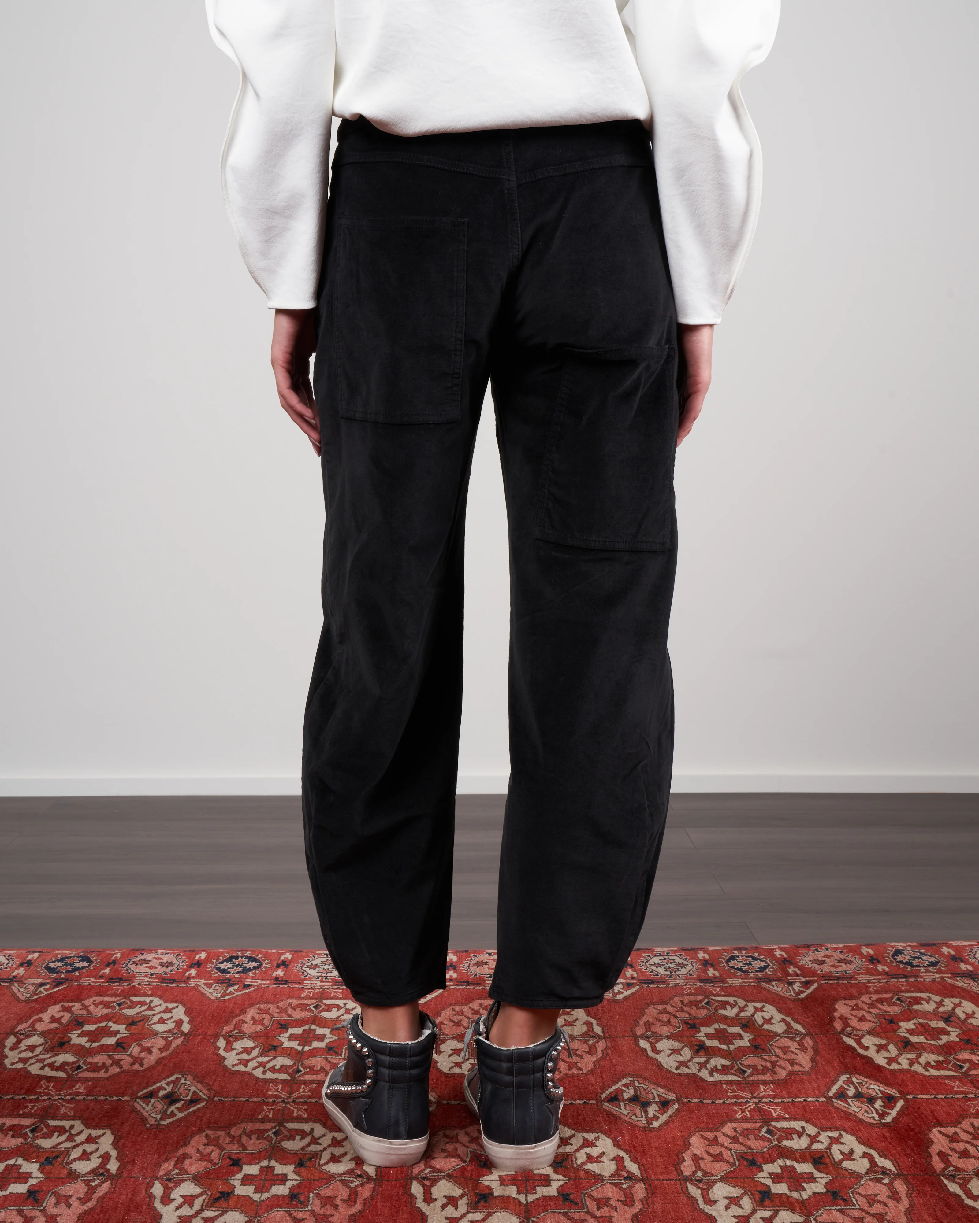 stretch velveteen brancusi pant - black - Image 4