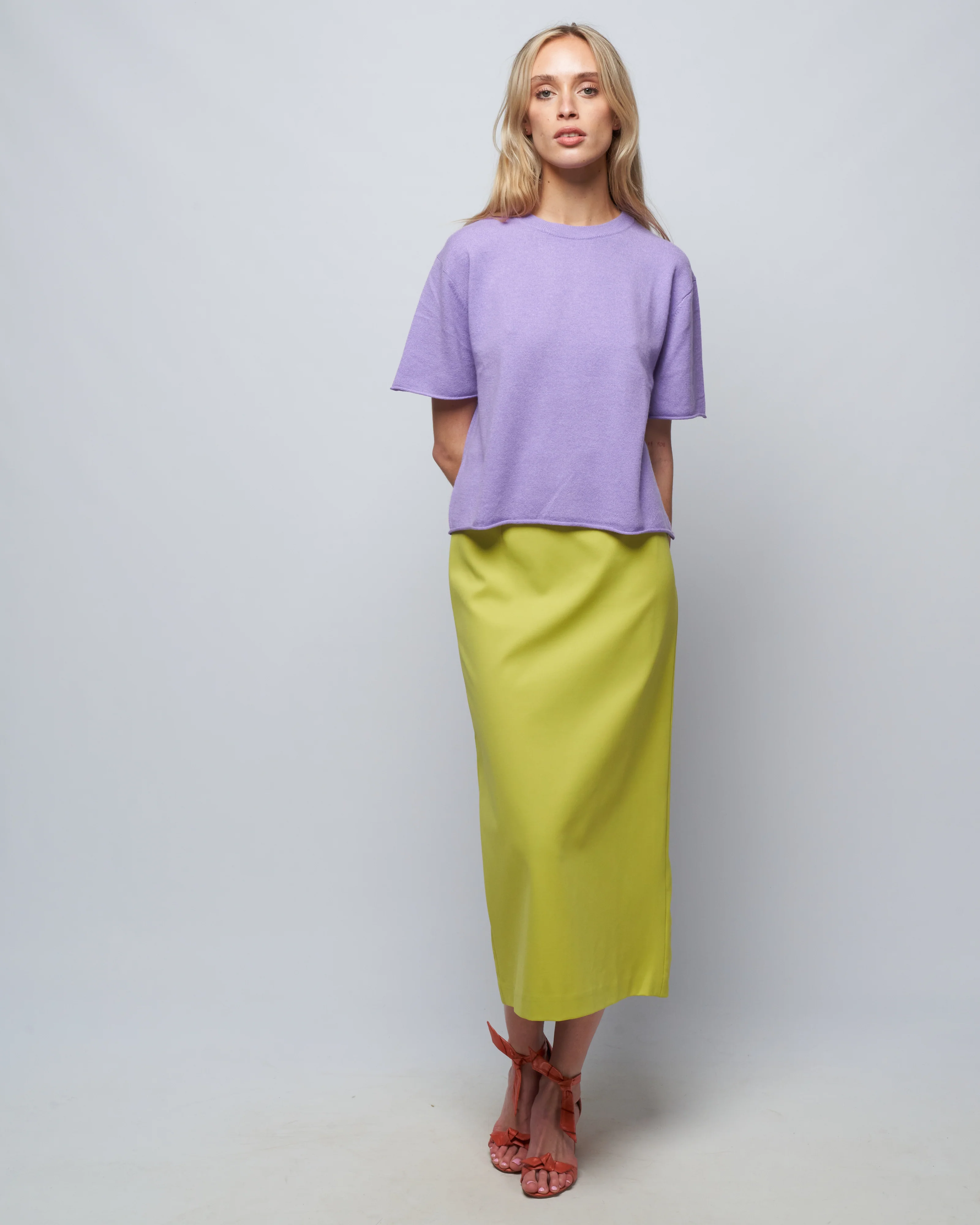 structured knit pencil skirt - geko green - Image 2