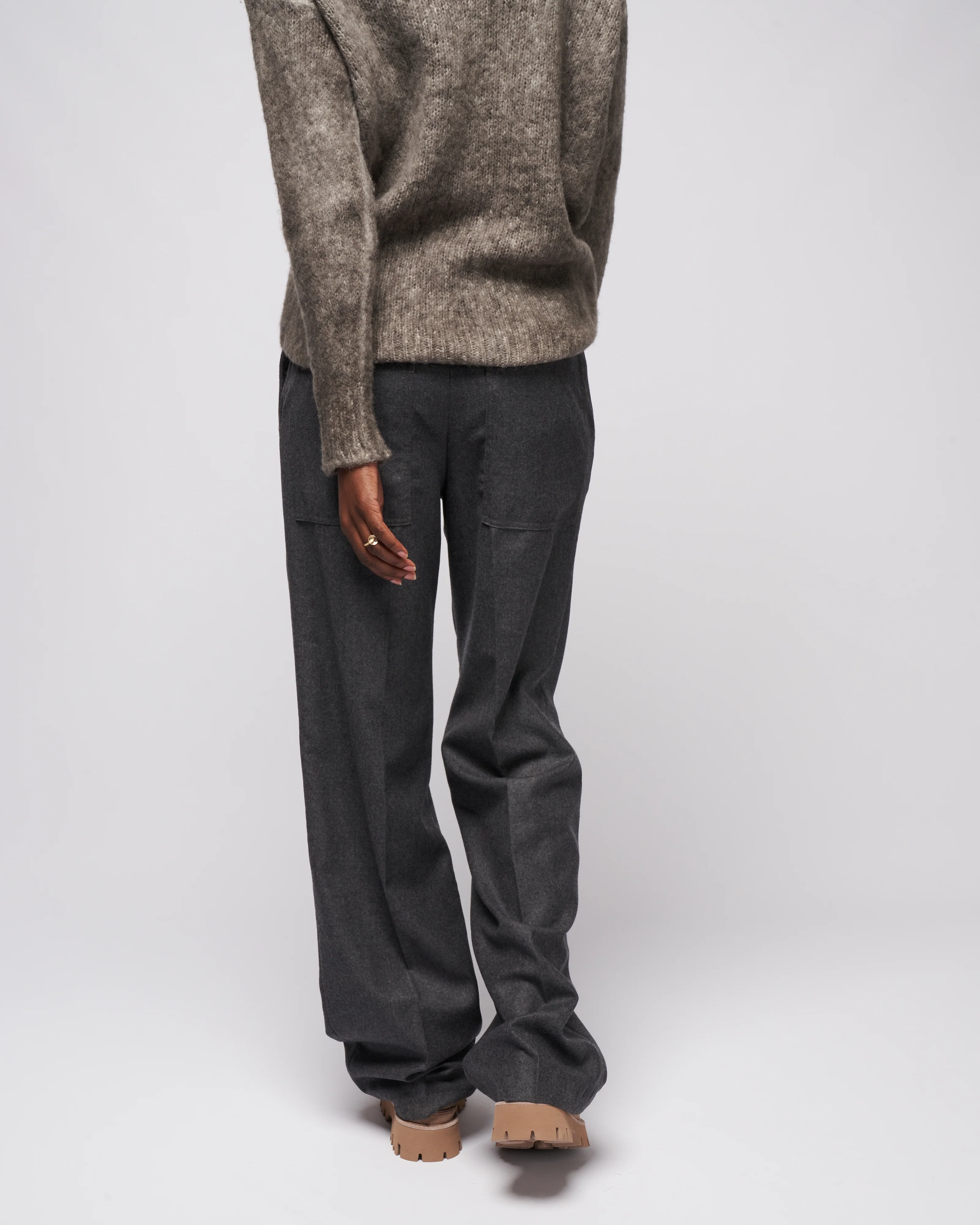 superfine wool flannel rodney straight leg trouser - medium heather grey - Image 4
