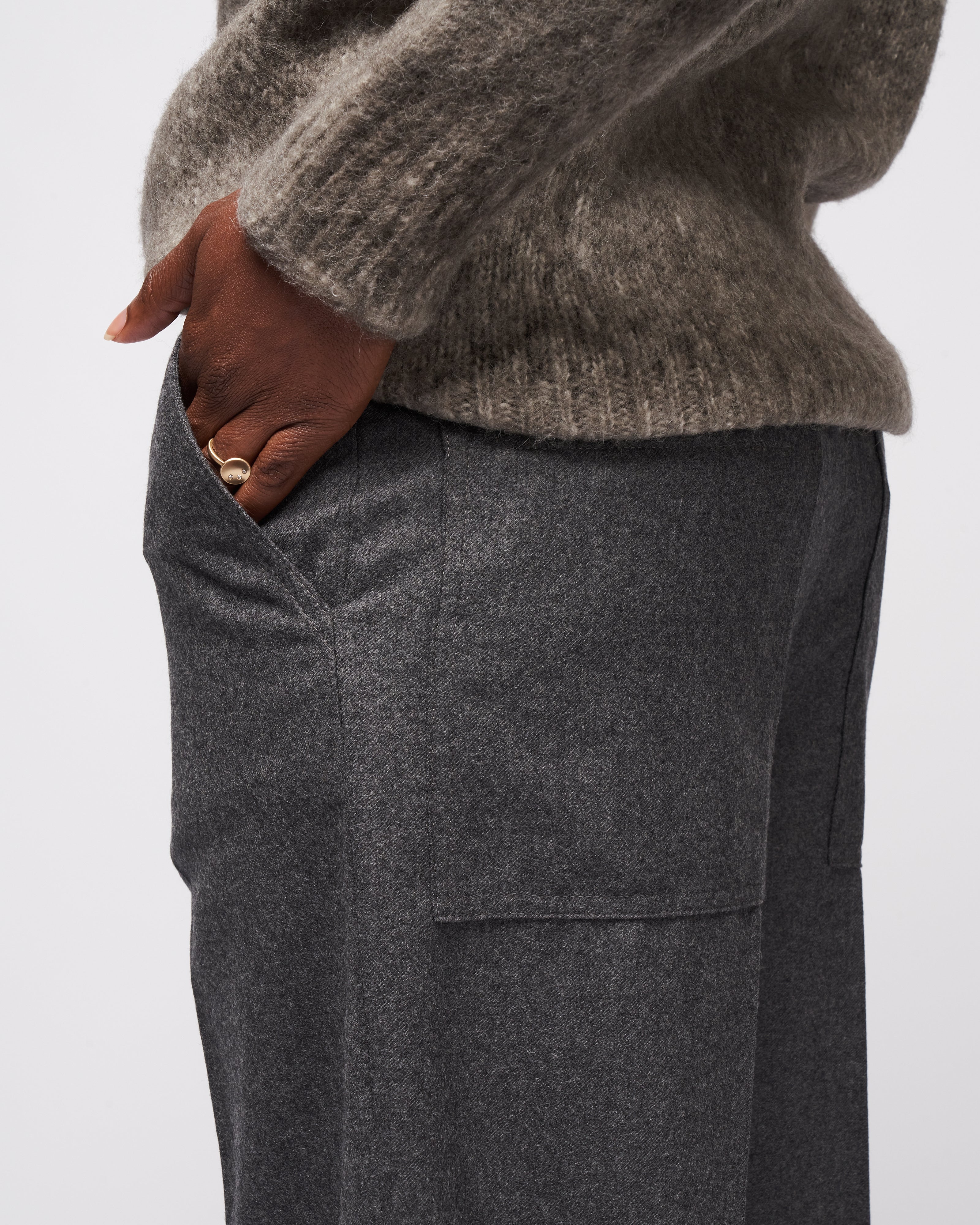 superfine wool flannel rodney straight leg trouser - medium heather grey - Image 5