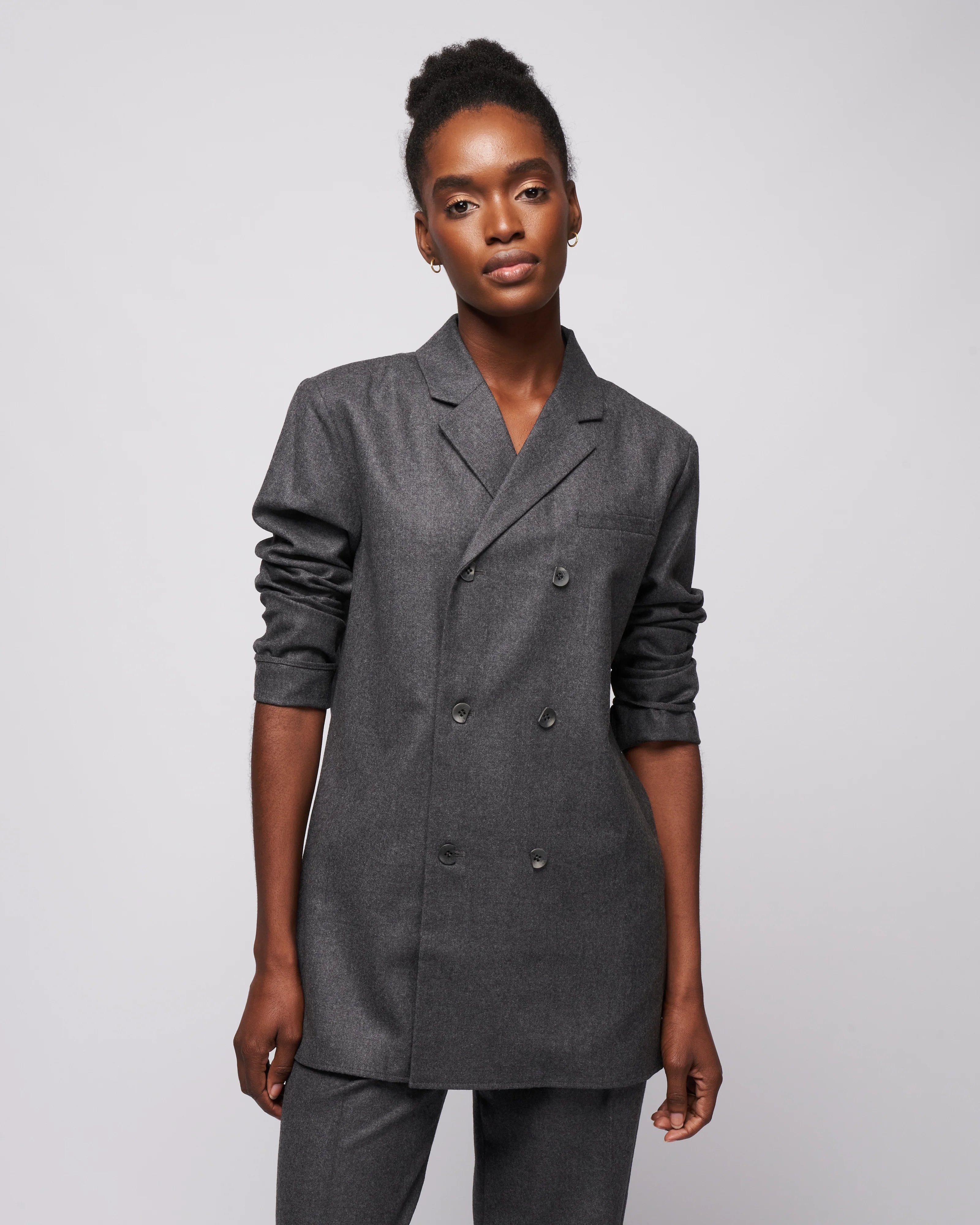 superfine wool flannel slim db shirt jacket - medium heather grey