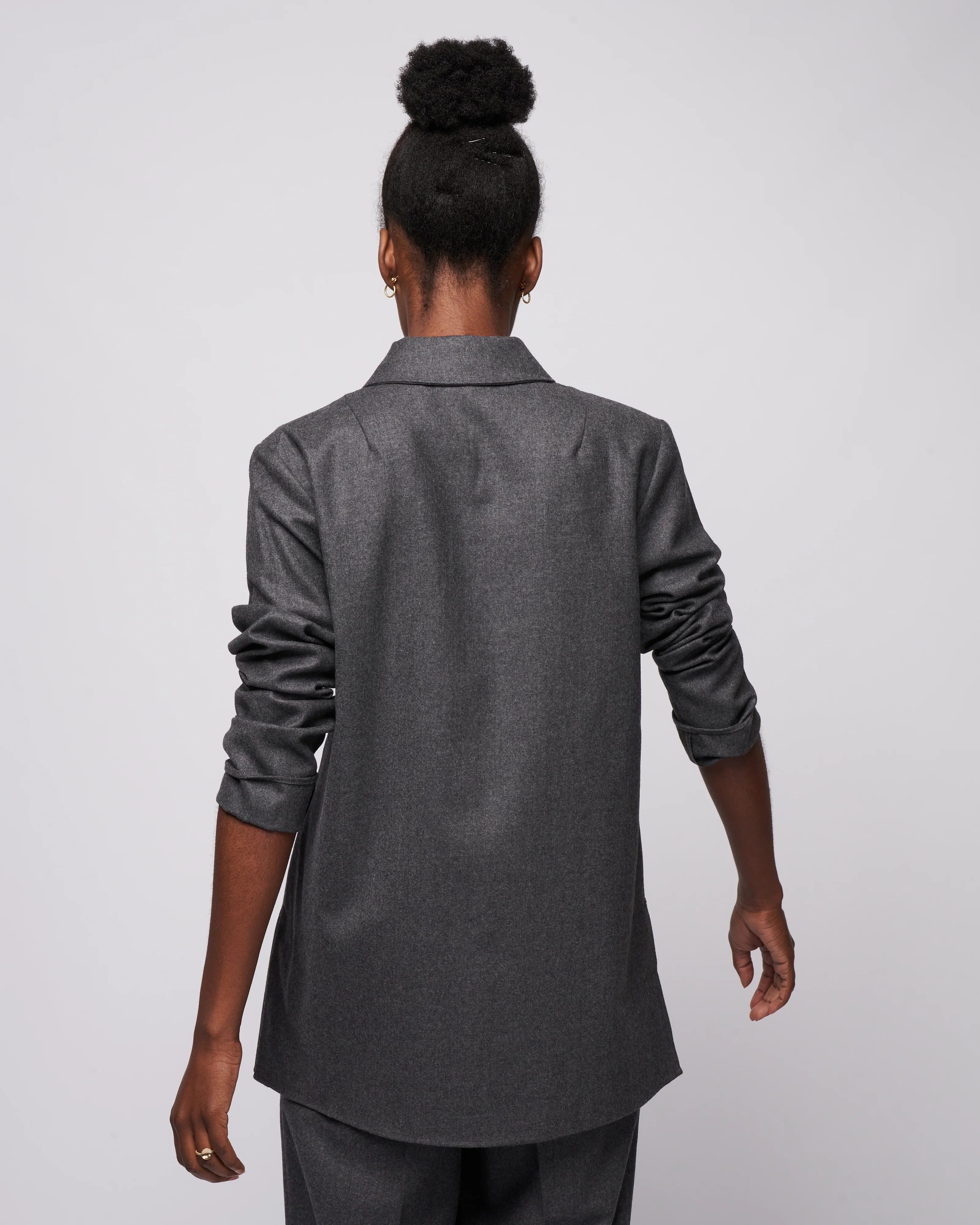superfine wool flannel slim db shirt jacket - medium heather grey - Image 4