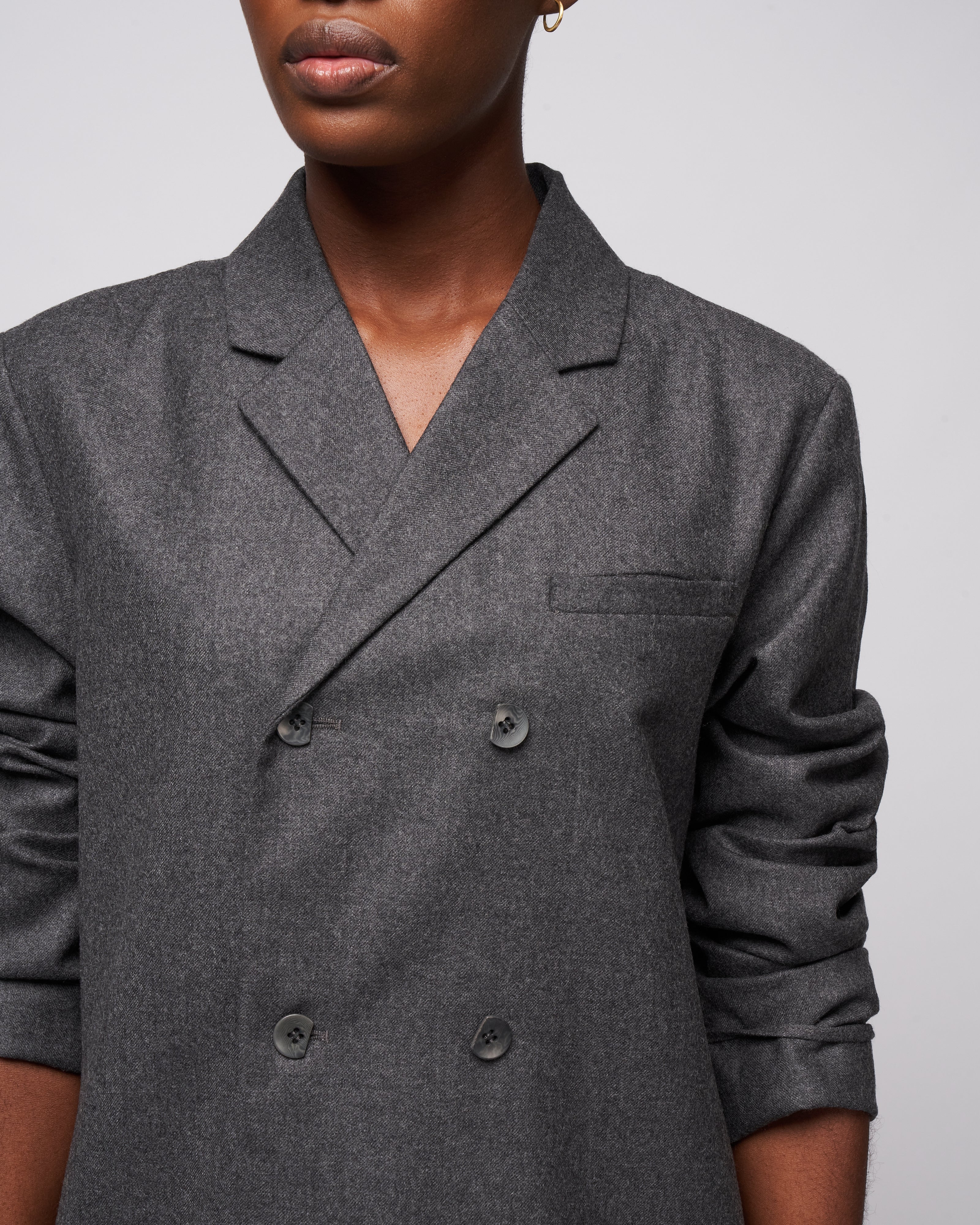 superfine wool flannel slim db shirt jacket - medium heather grey - Image 5