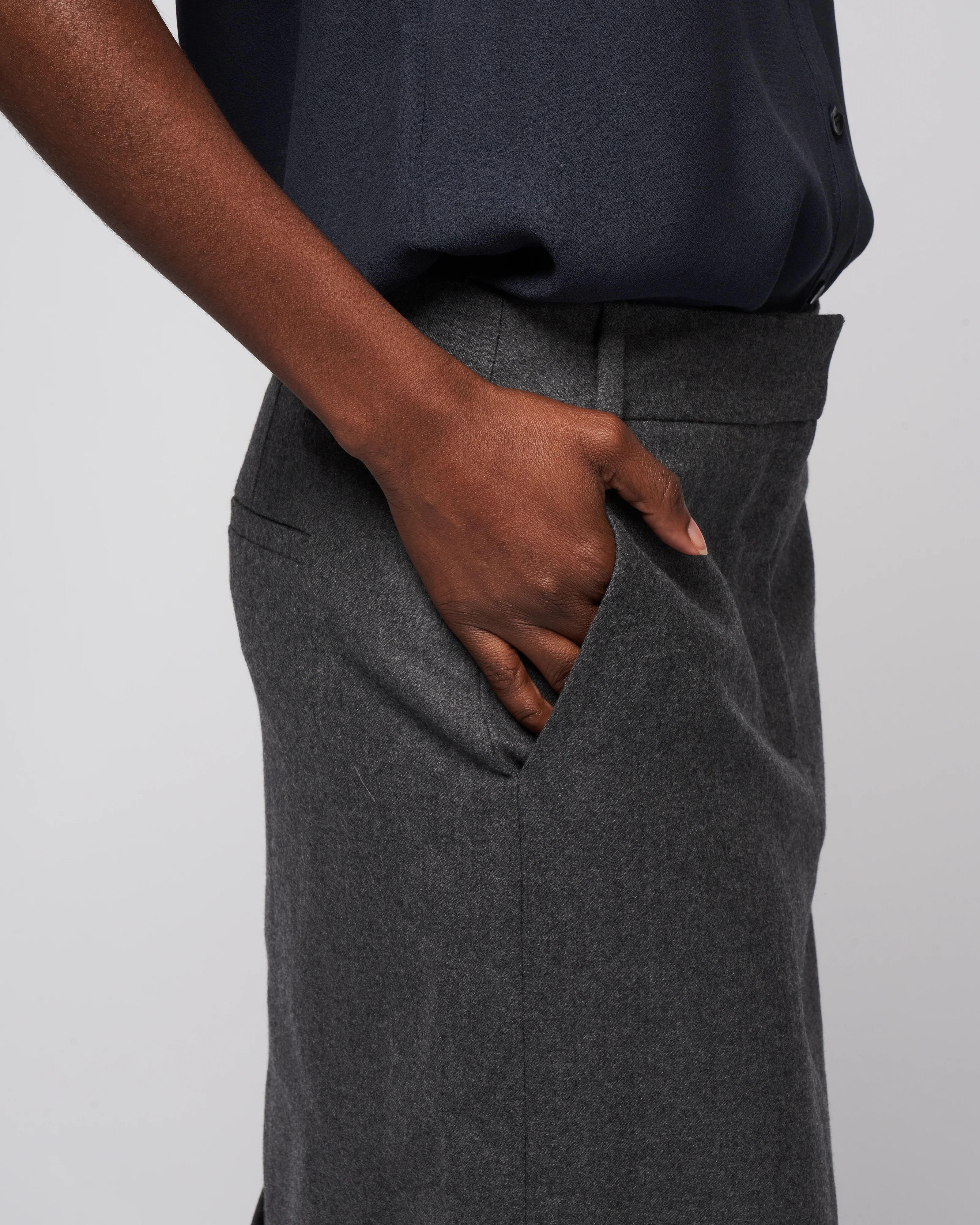 superfine wool midi trouser skirt - medium heather grey - Image 5