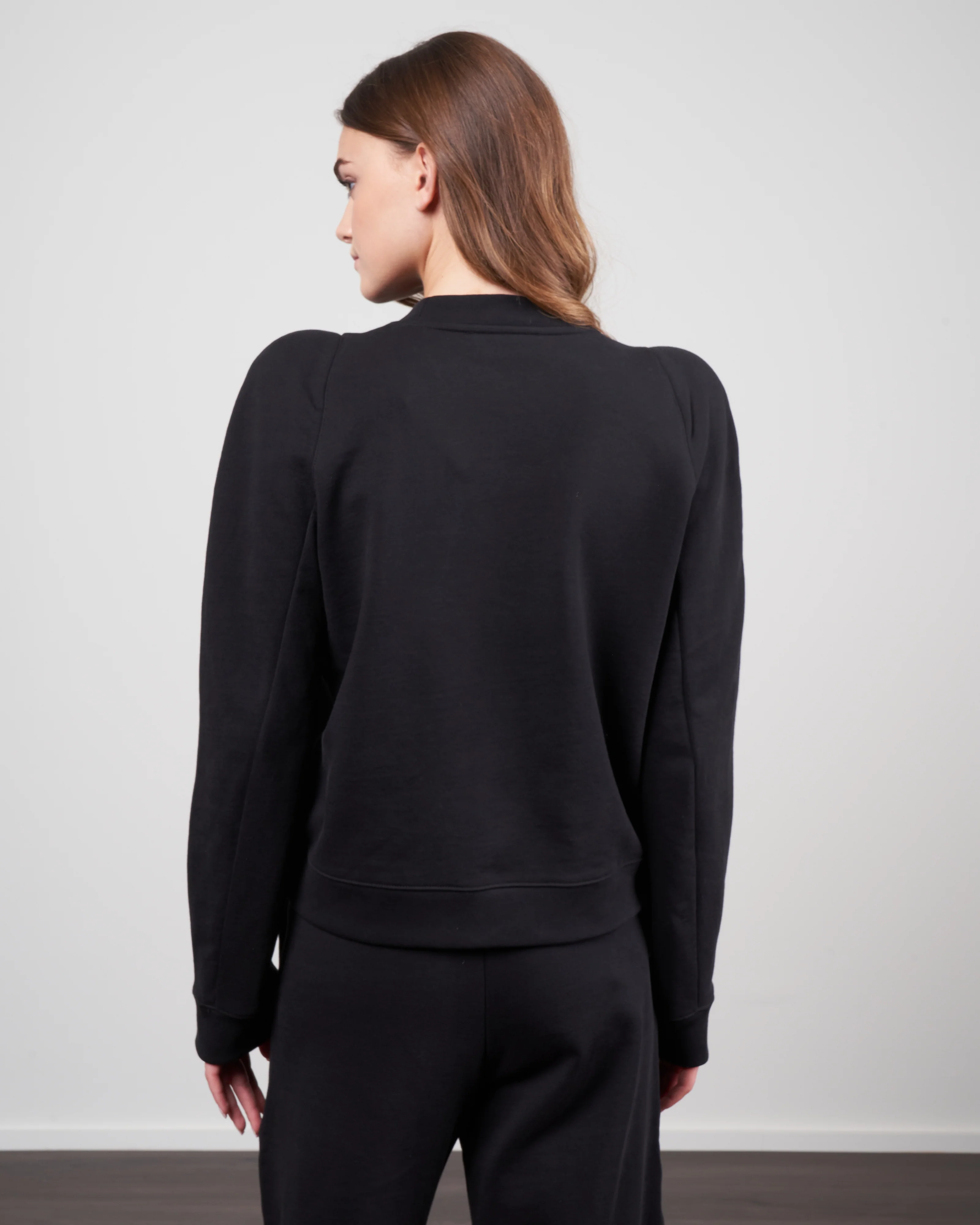 sweatshirt sculpted shoulder sweatshirt - black - Image 4