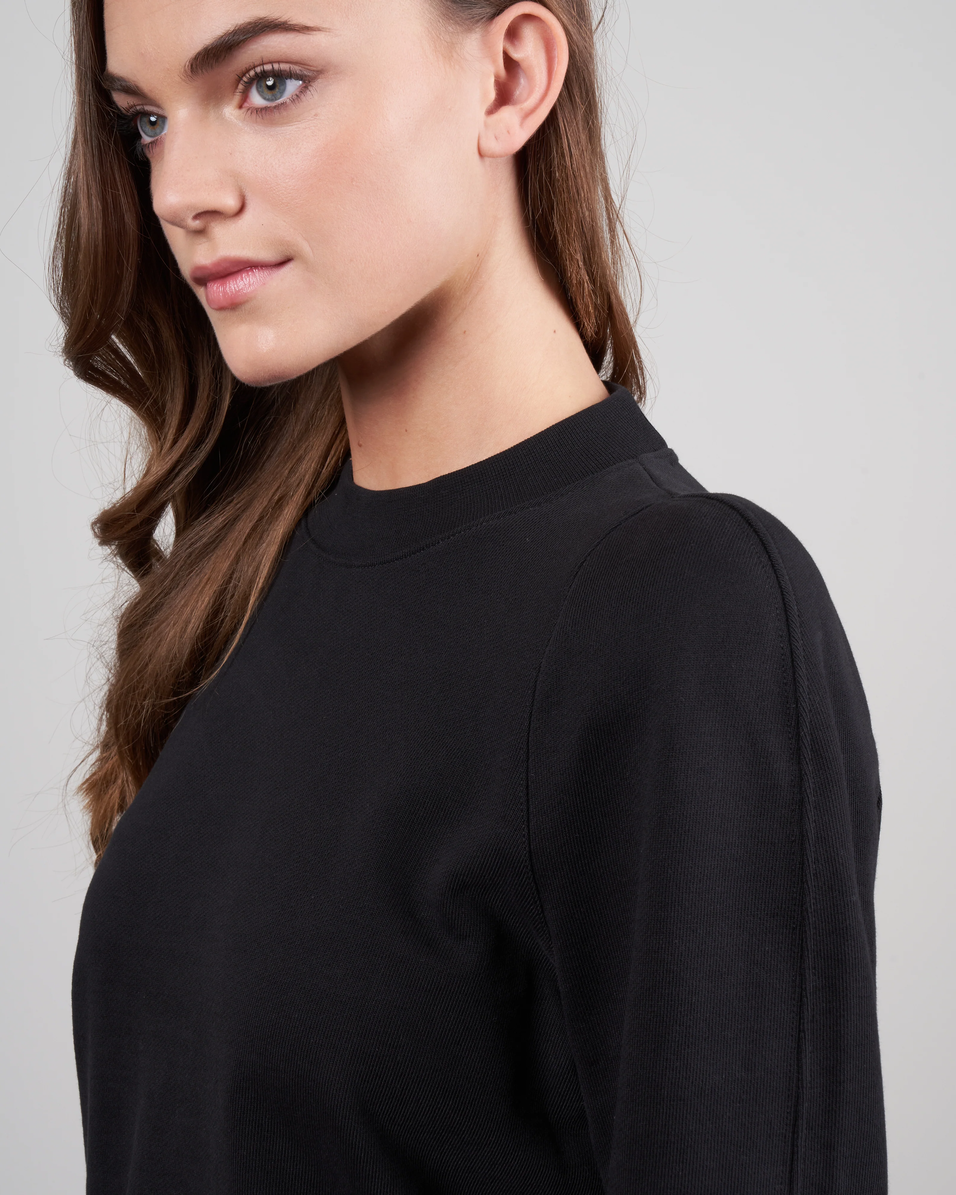sweatshirt sculpted shoulder sweatshirt - black - Image 5