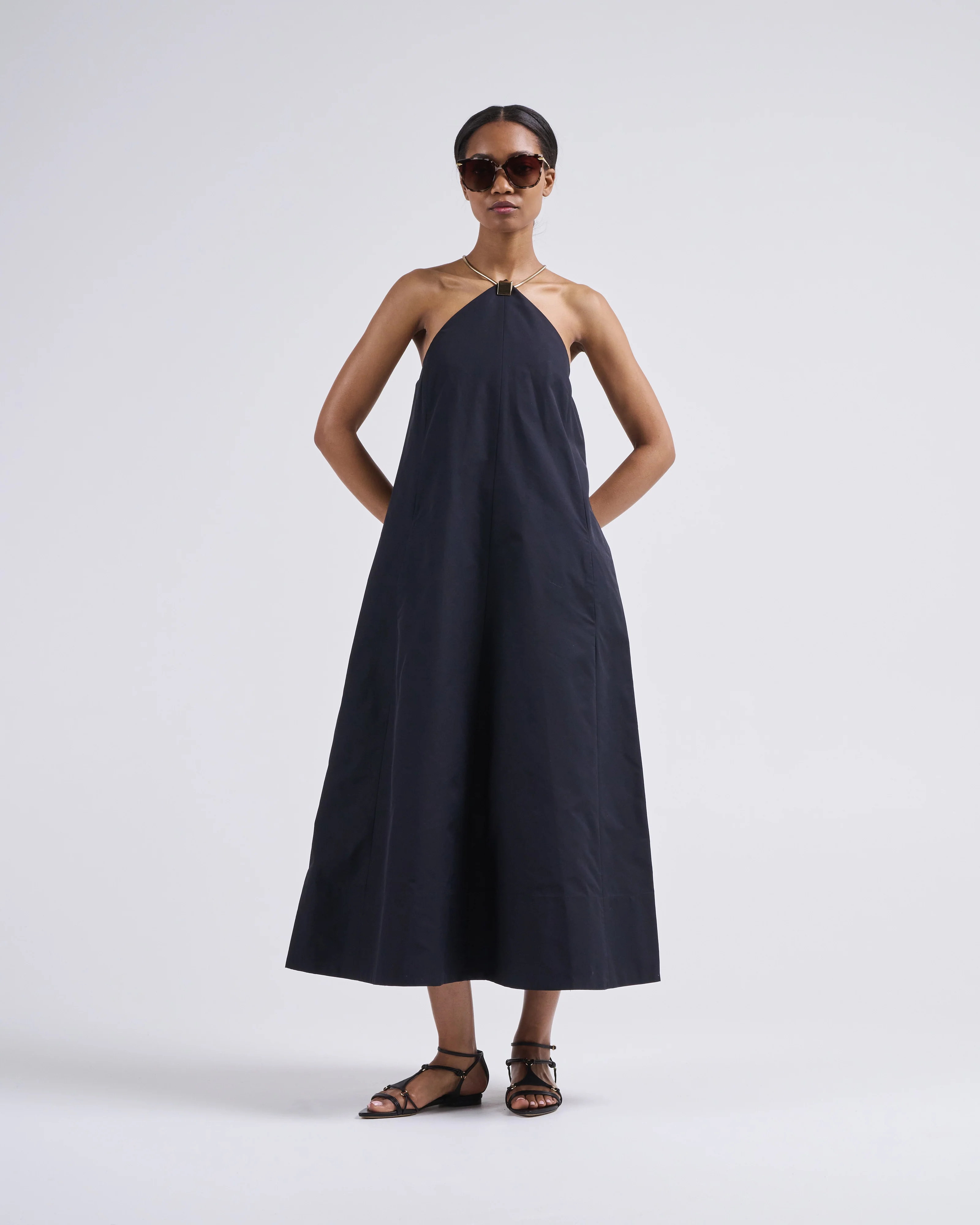 tech twill lavalliere halter dress - Image 3