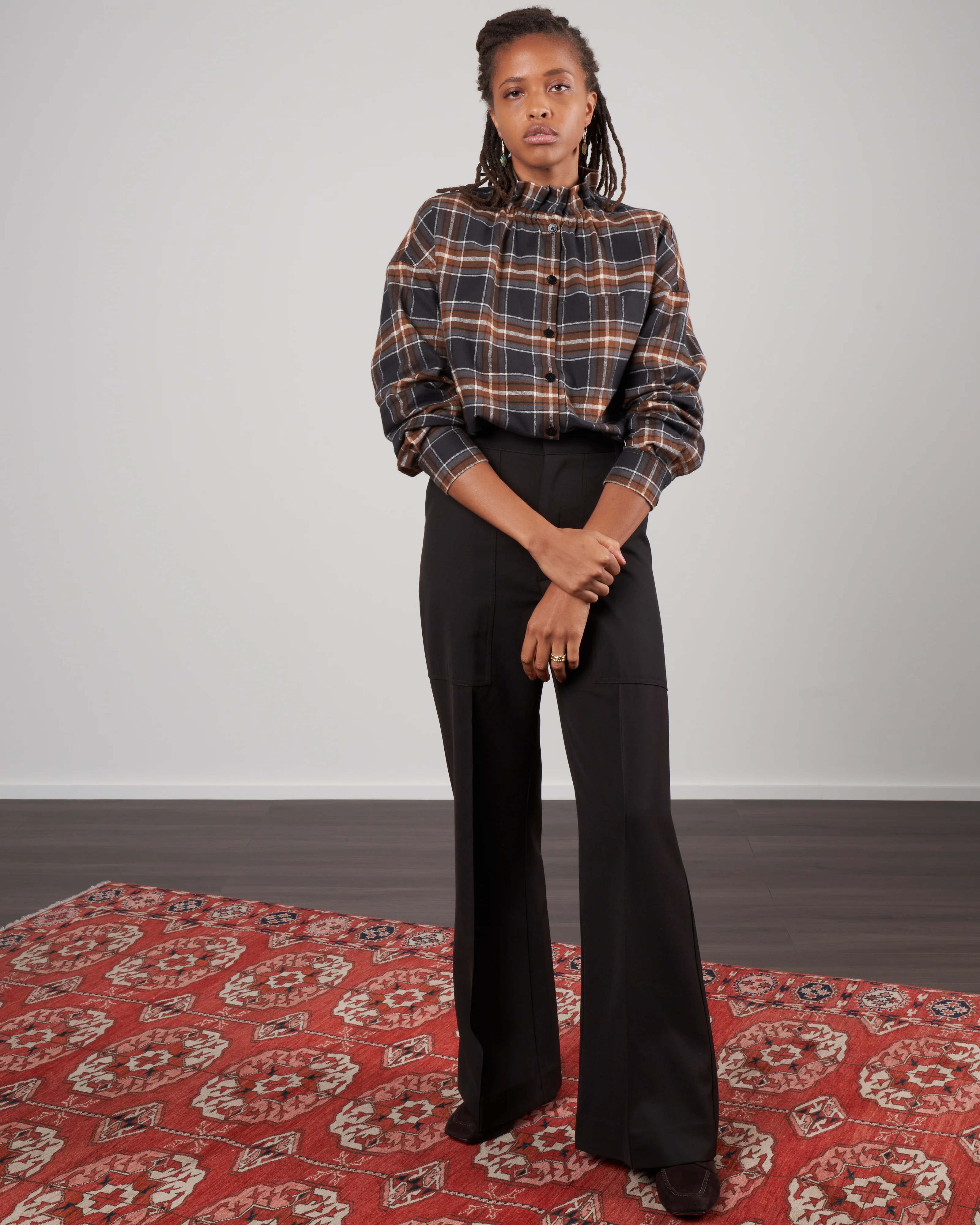 theodore ruffle shirt - brown multi - Image 2