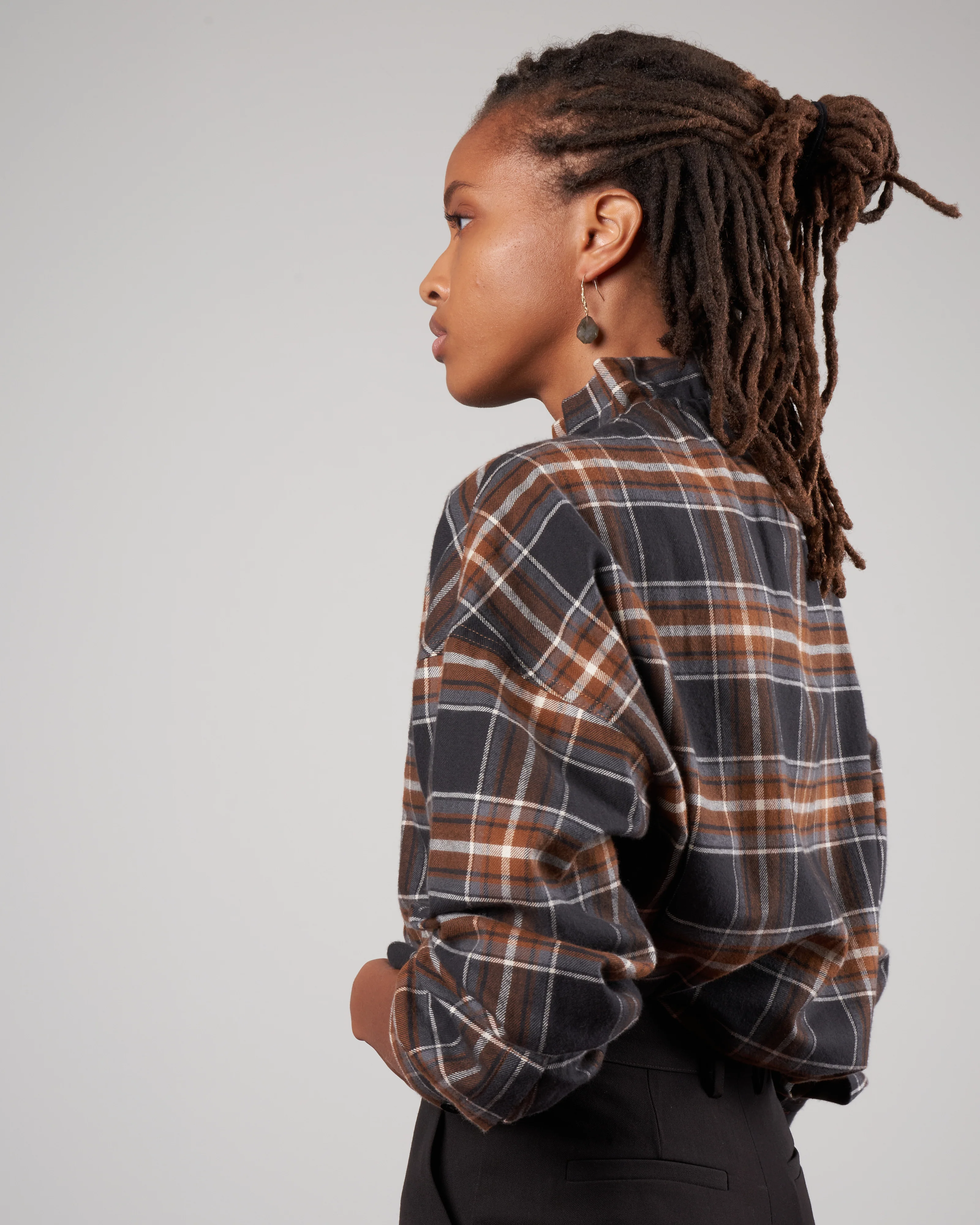 theodore ruffle shirt - brown multi - Image 4