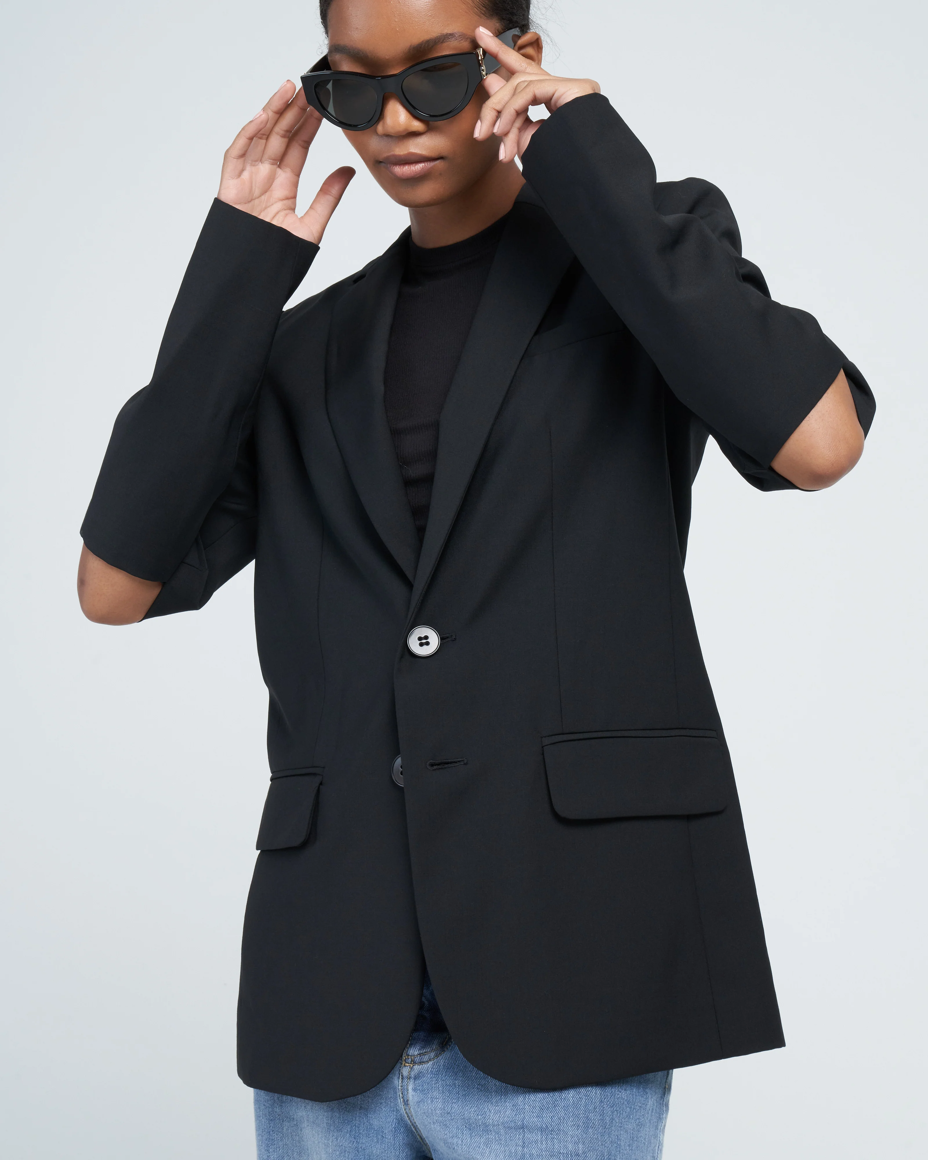 tropical wool cutout sleeve marlon blazer - Image 5