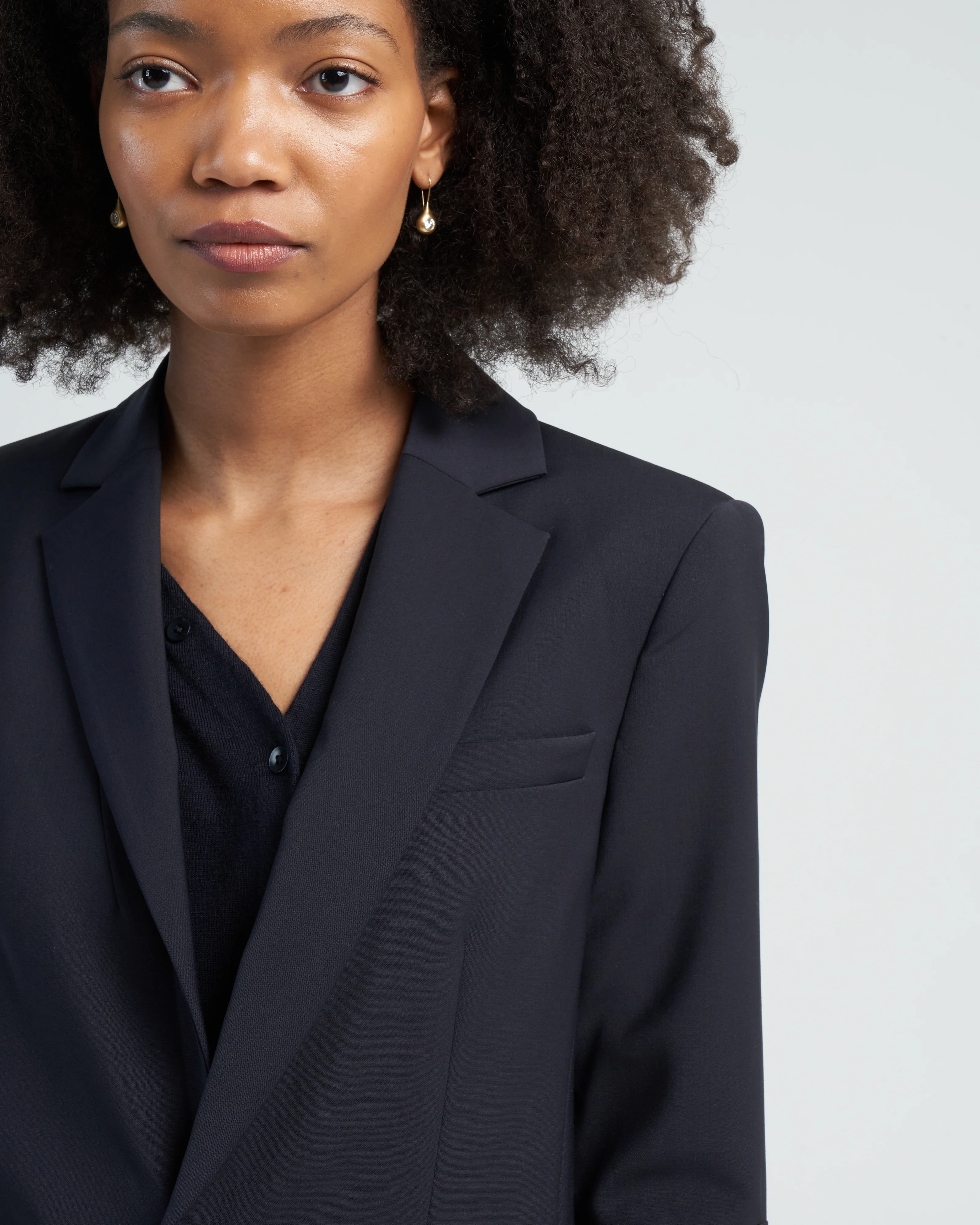 tropical wool cutout sleeve marlon blazer - navy - Image 5