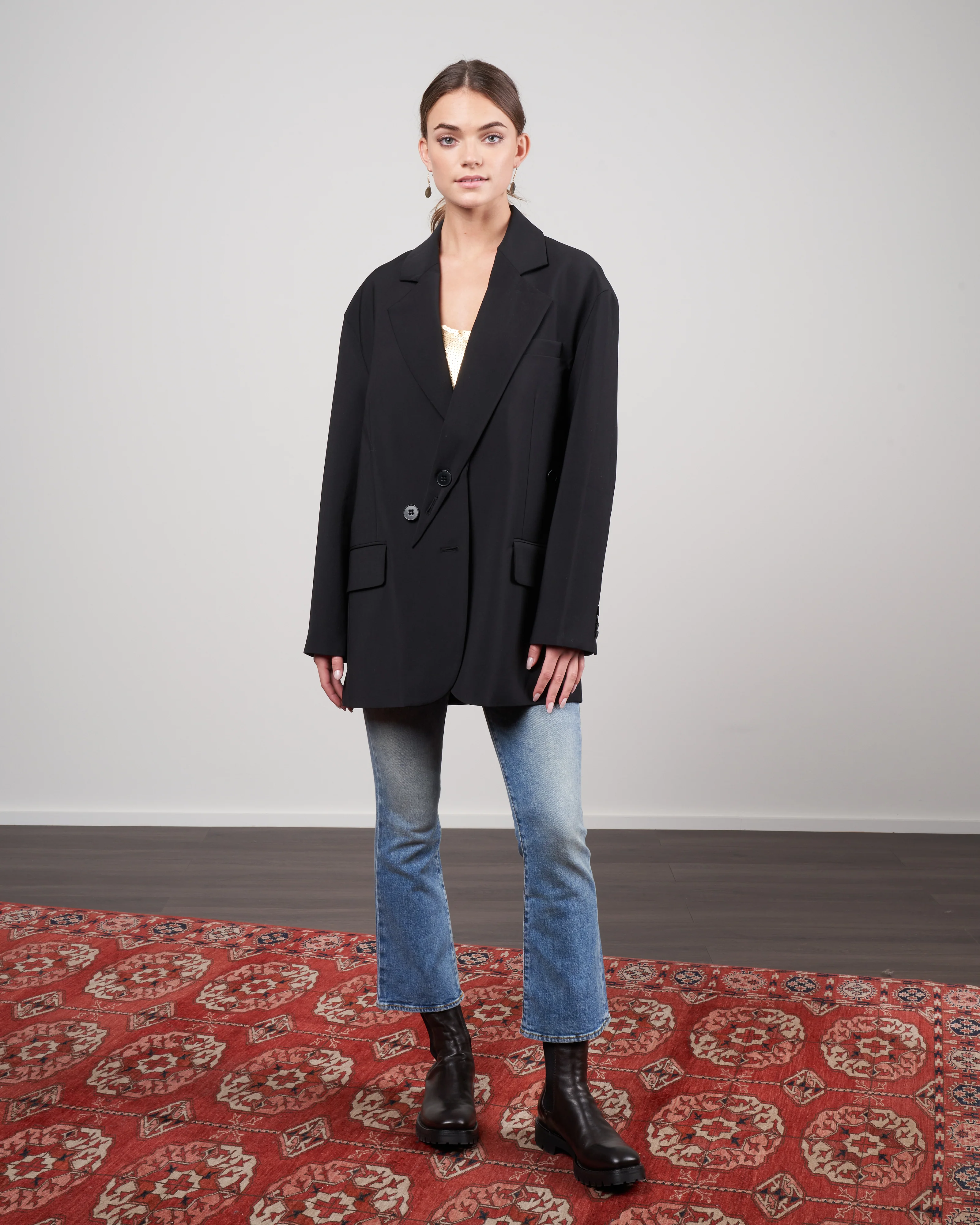 tropical wool detached lapel liam blazer - black - Image 2
