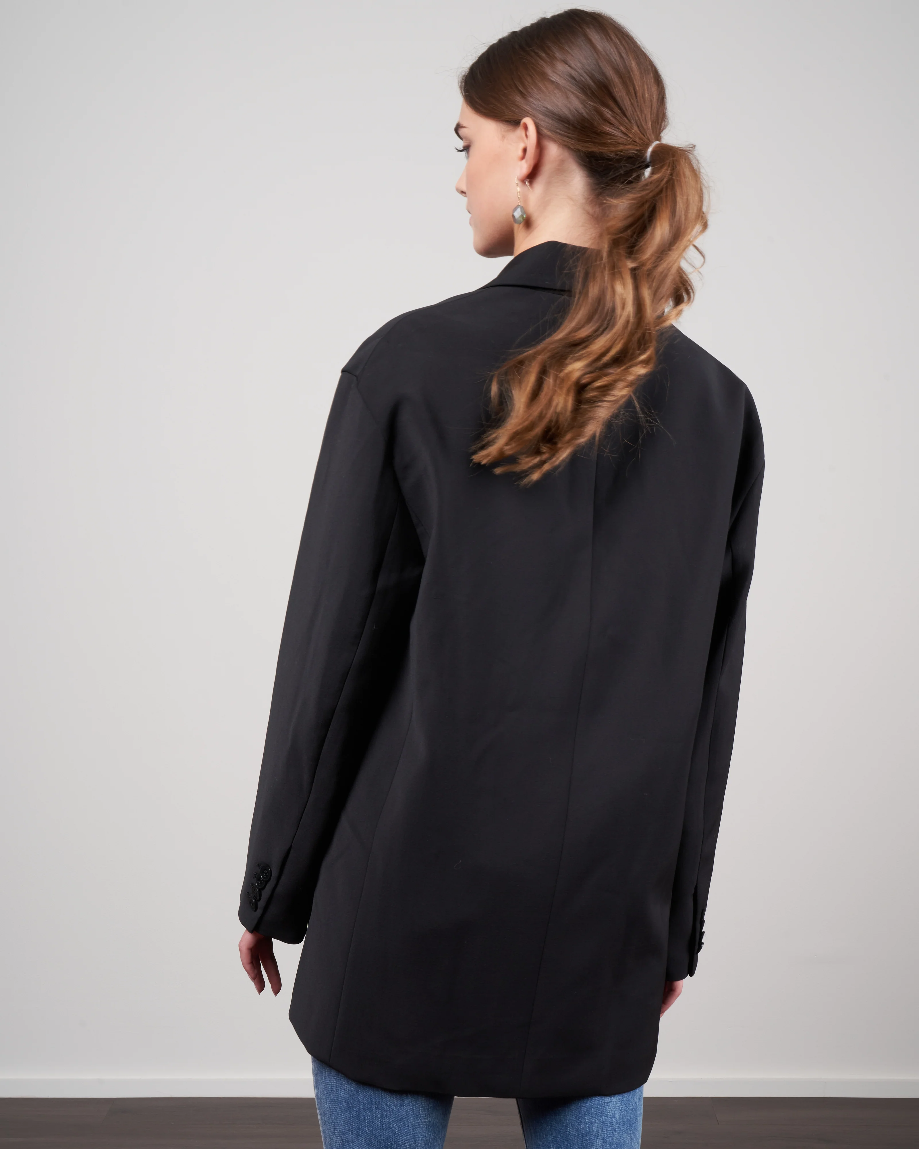 tropical wool detached lapel liam blazer - black - Image 5