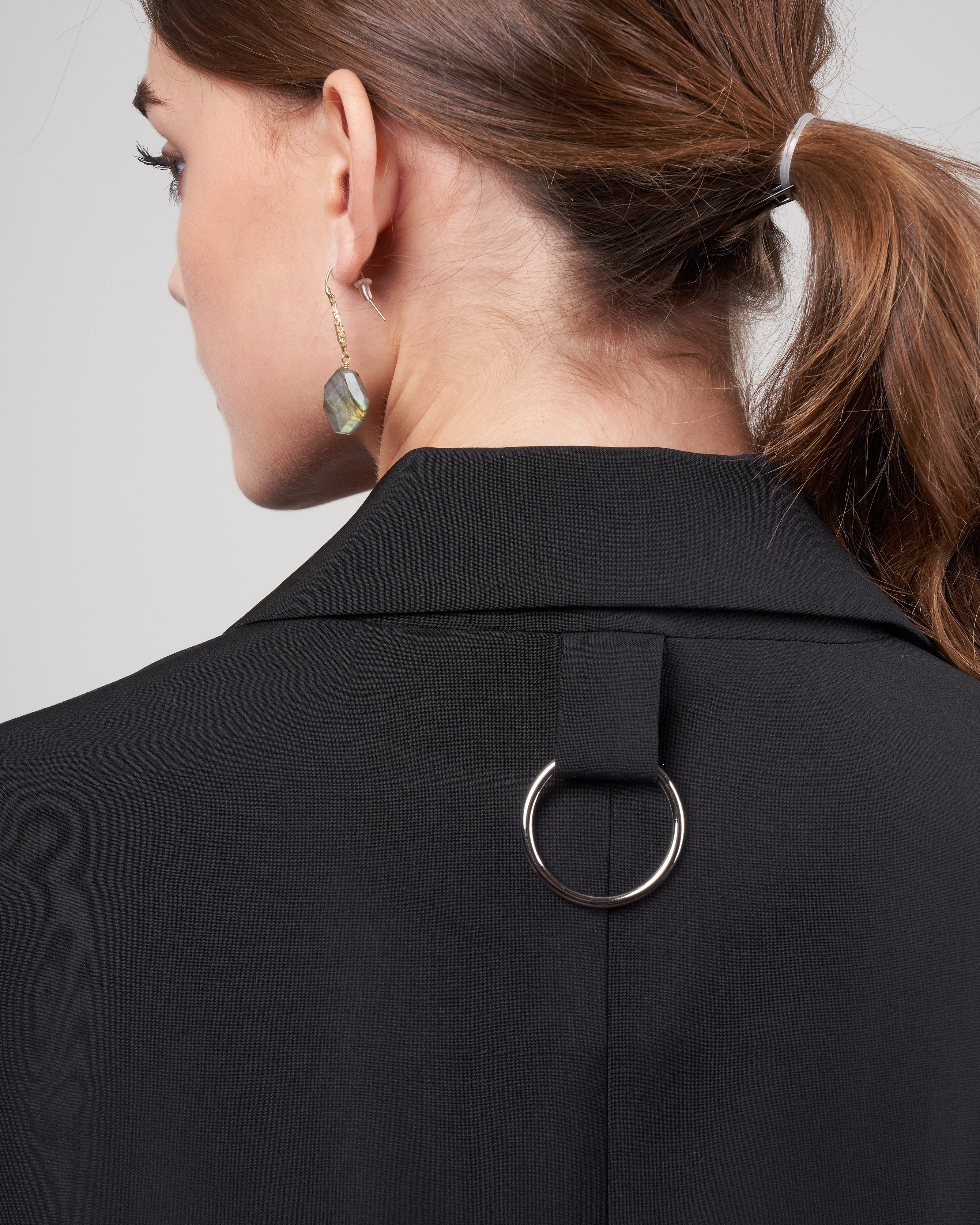 tropical wool detached lapel liam blazer - black - Image 6