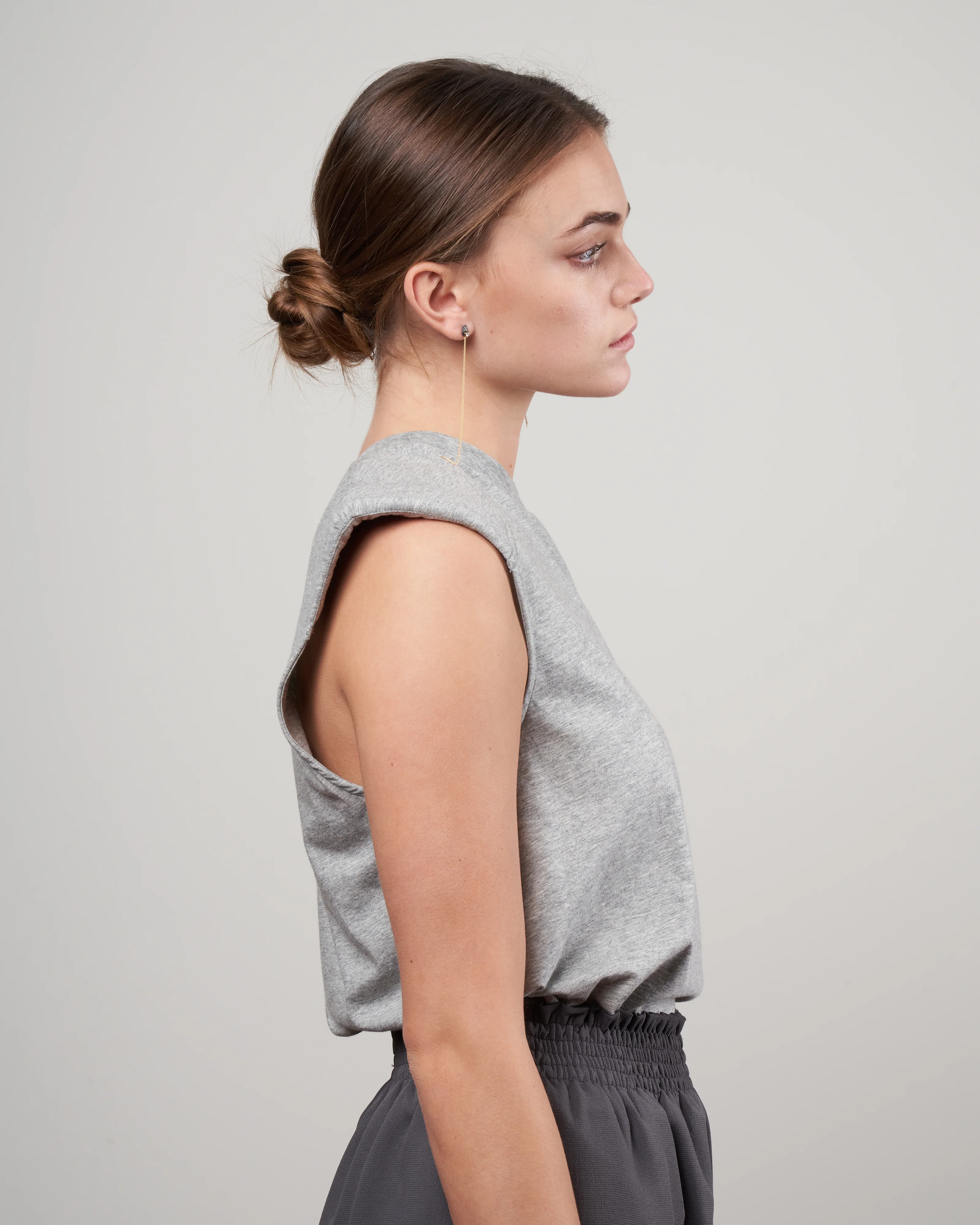tshirt program padded shoulder sleeveless top - heather grey - Image 3