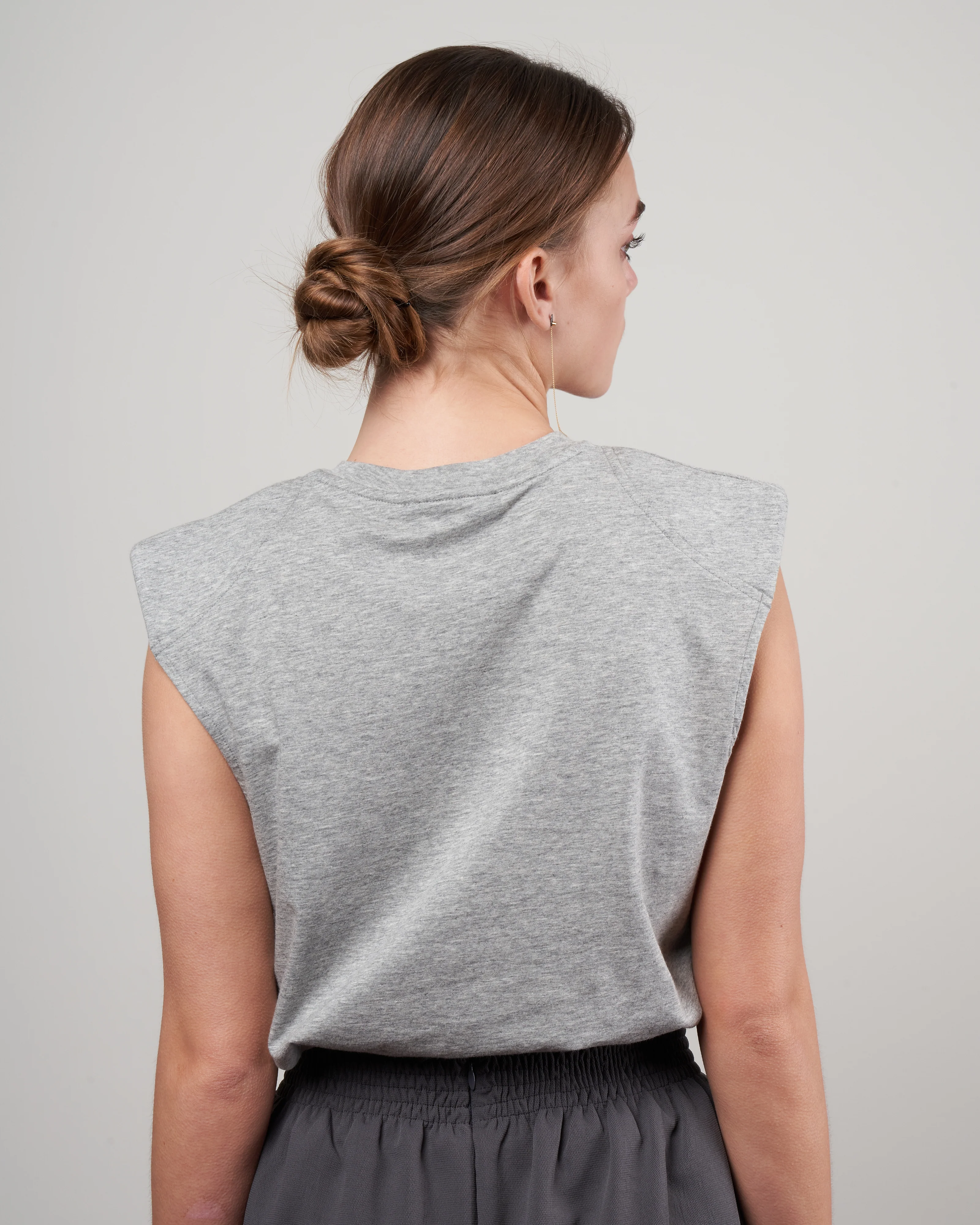 tshirt program padded shoulder sleeveless top - heather grey - Image 4