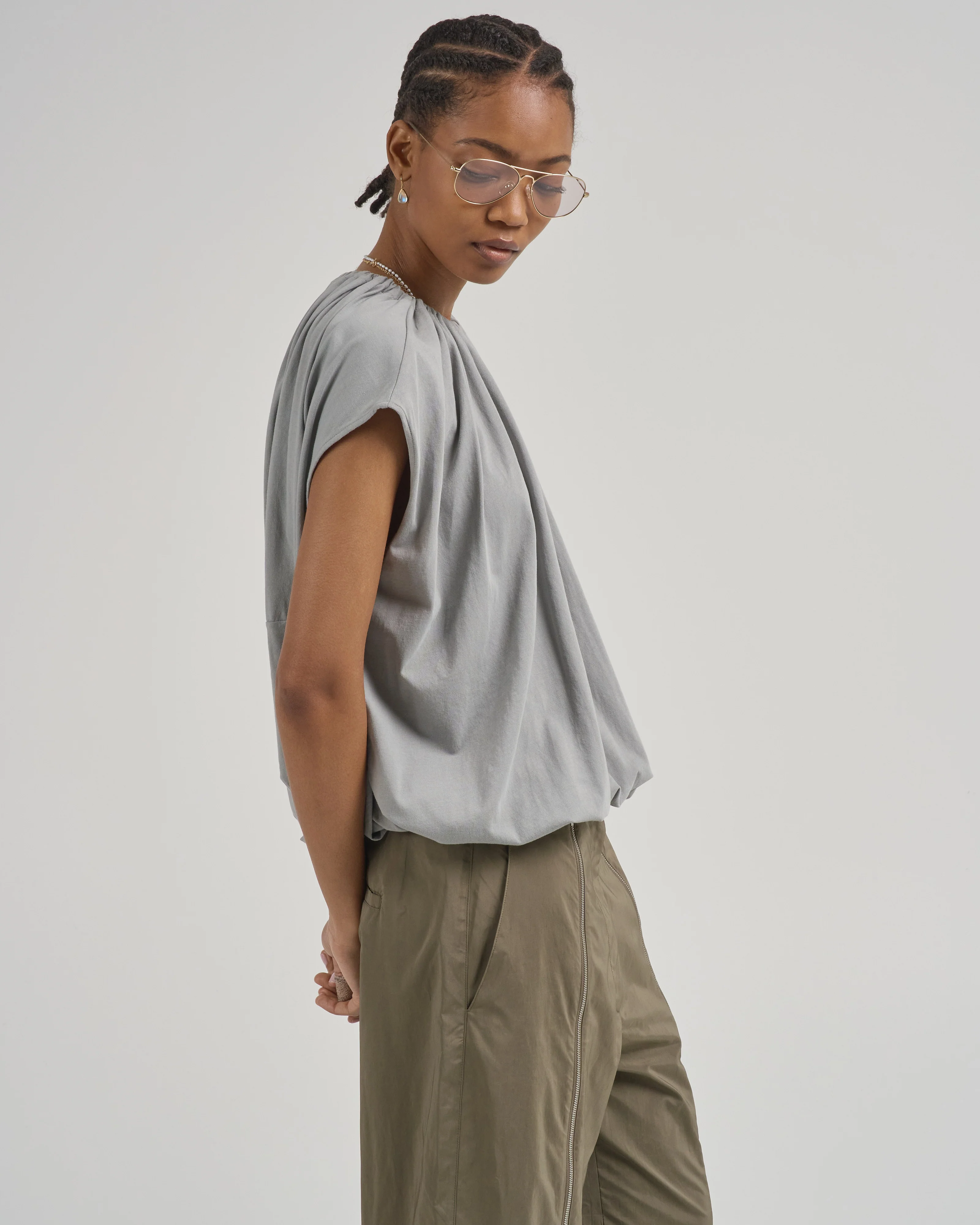 tshirt program shirred neck circular top - Image 2