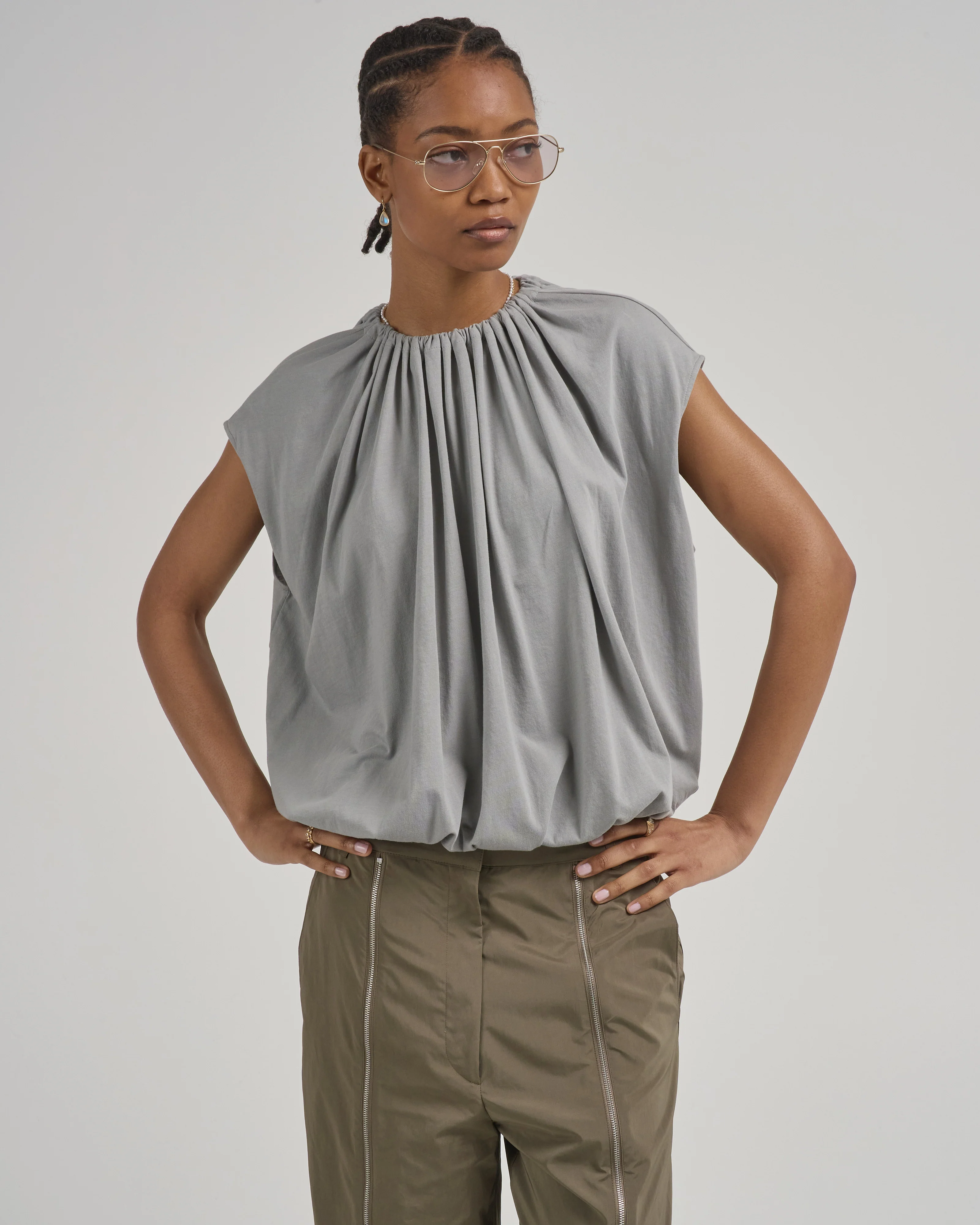 tshirt program shirred neck circular top - Image 3