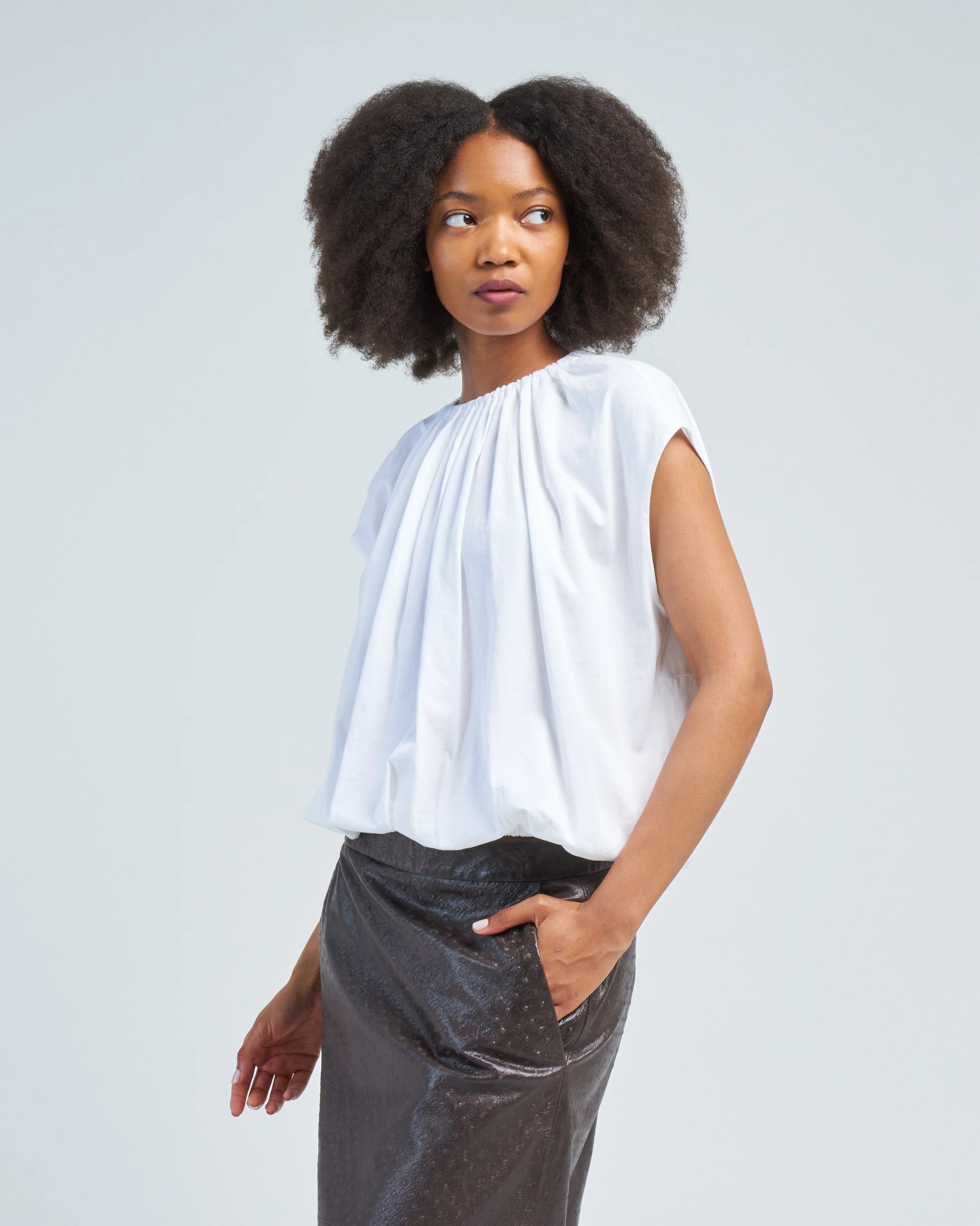 tshirting shirred neck circular top - Image 3